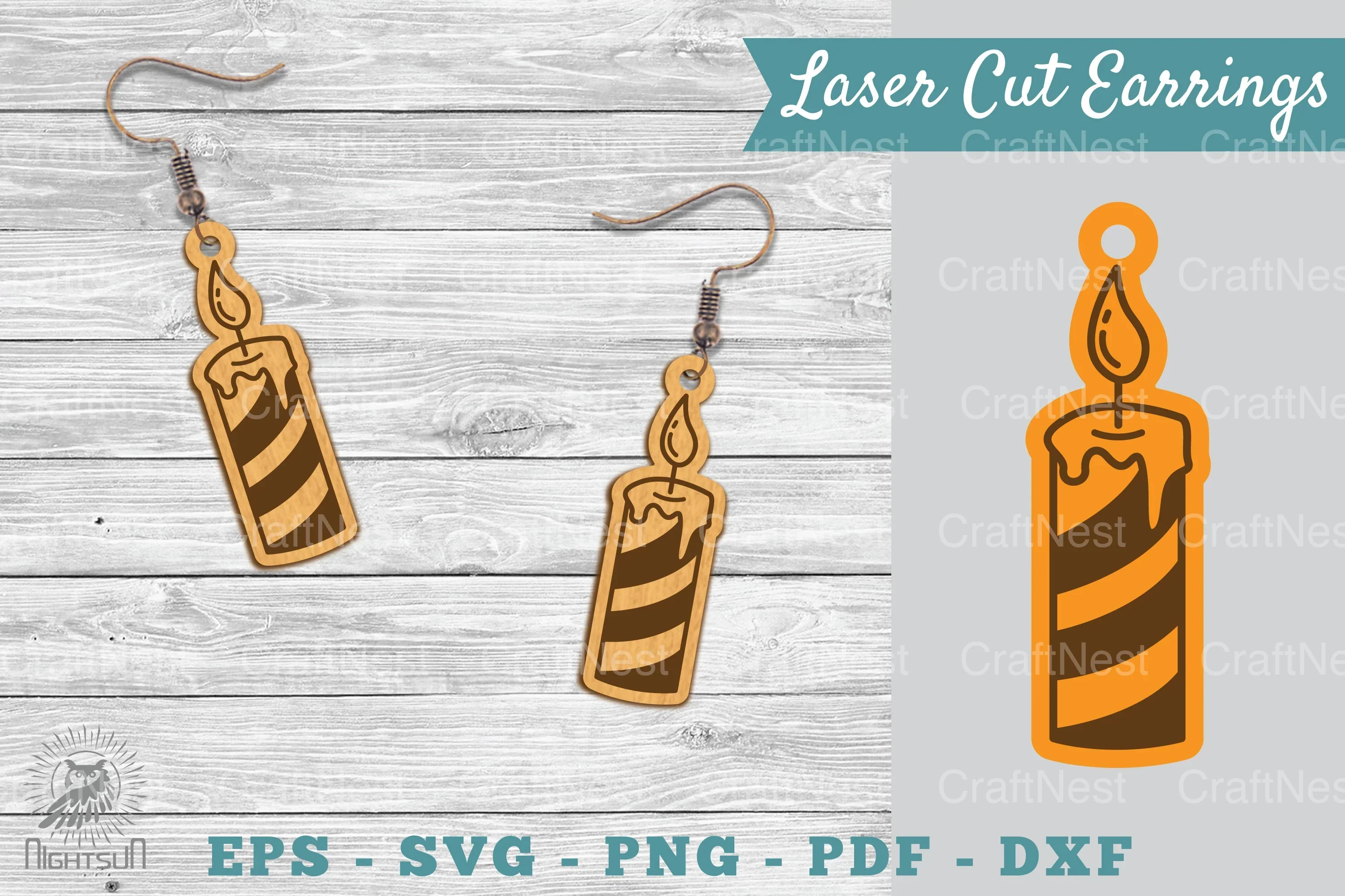 Laser Cut Candle Earrings SVG Bundle