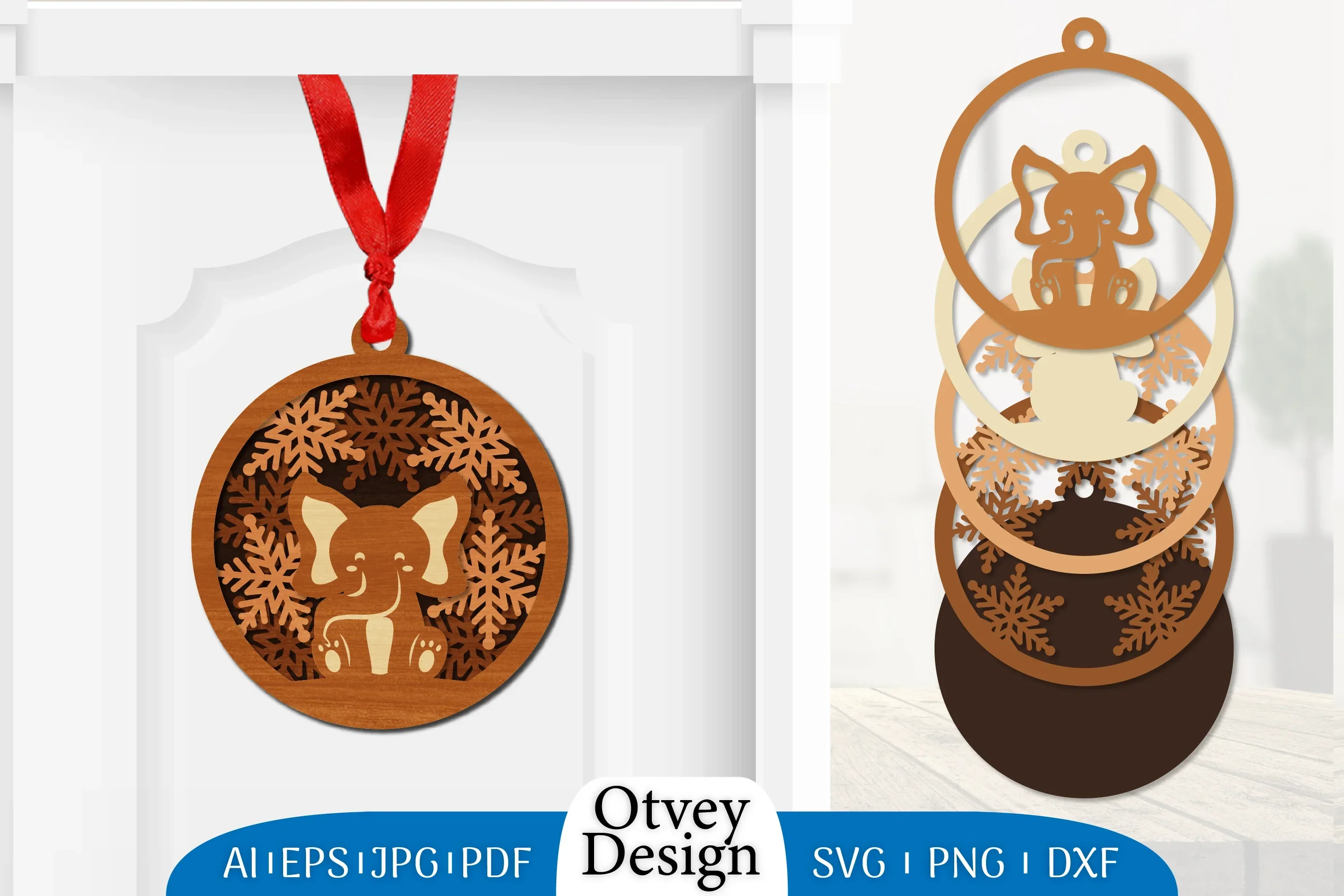 Laser Cut Christmas Animal Ornaments SVG Bundle