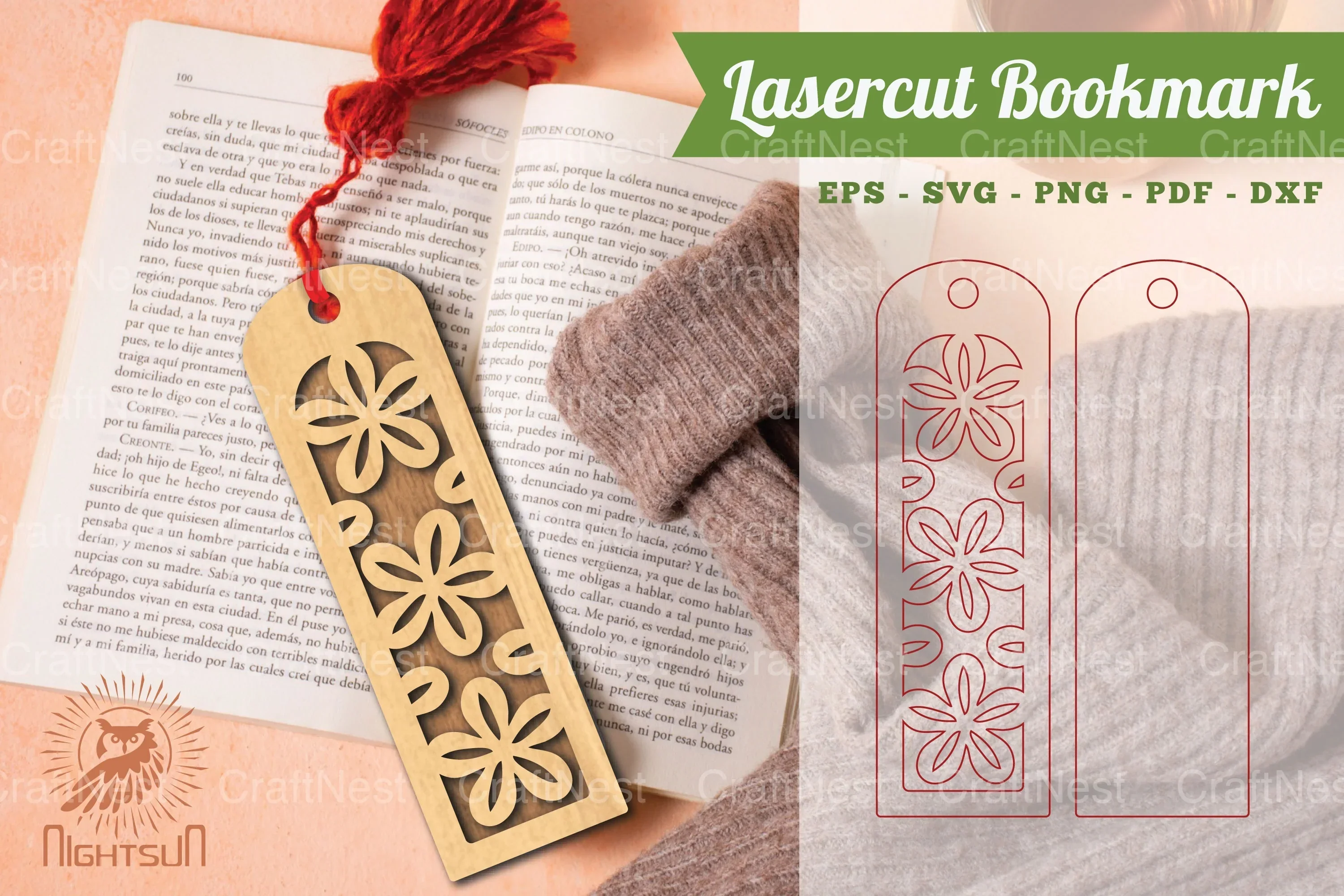 Laser Cut Flower Bookmark Clipart Bundle