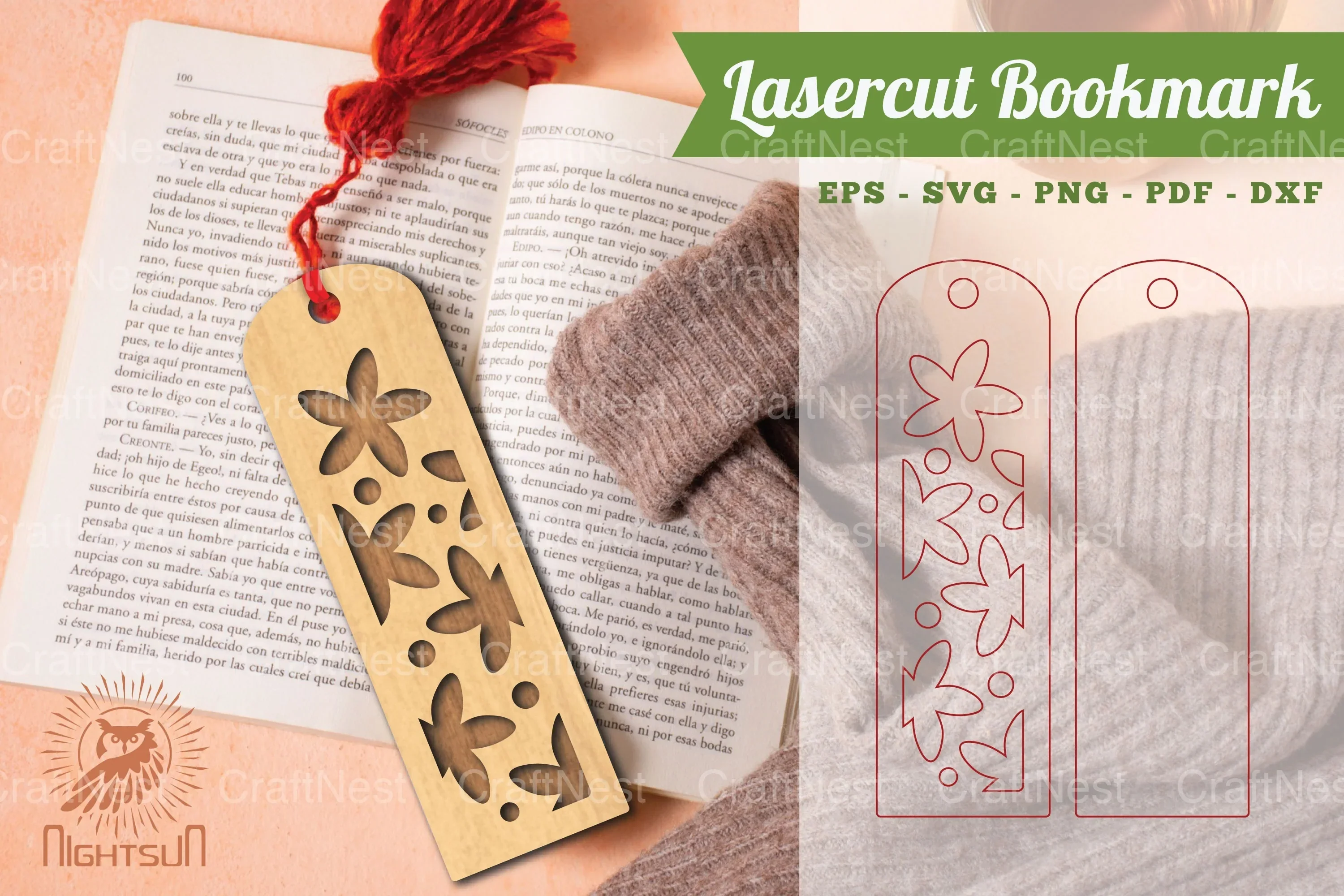 Laser Cut Flower Bookmark Clipart Bundle