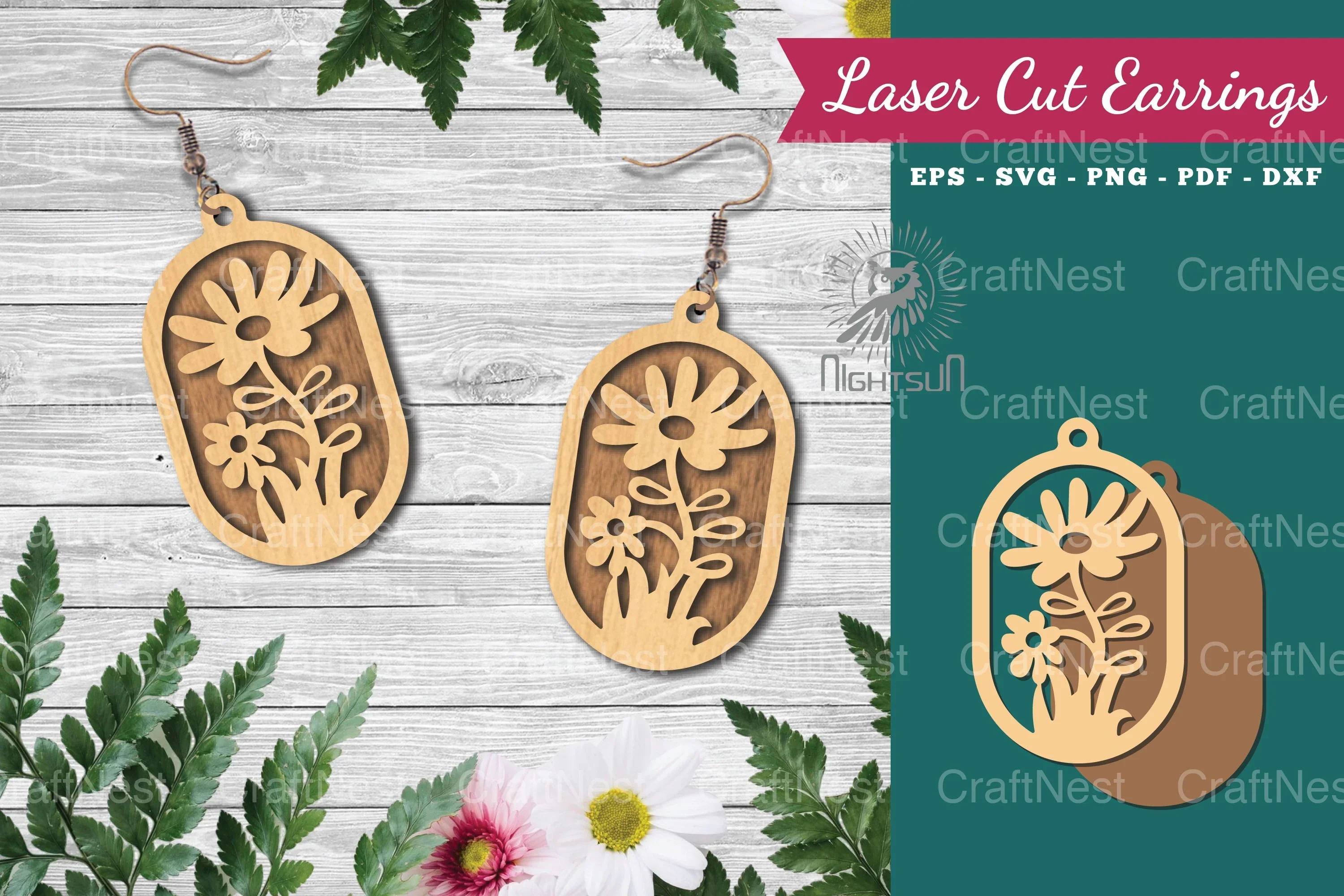 Laser Cut Flower Earrings Design Bundle