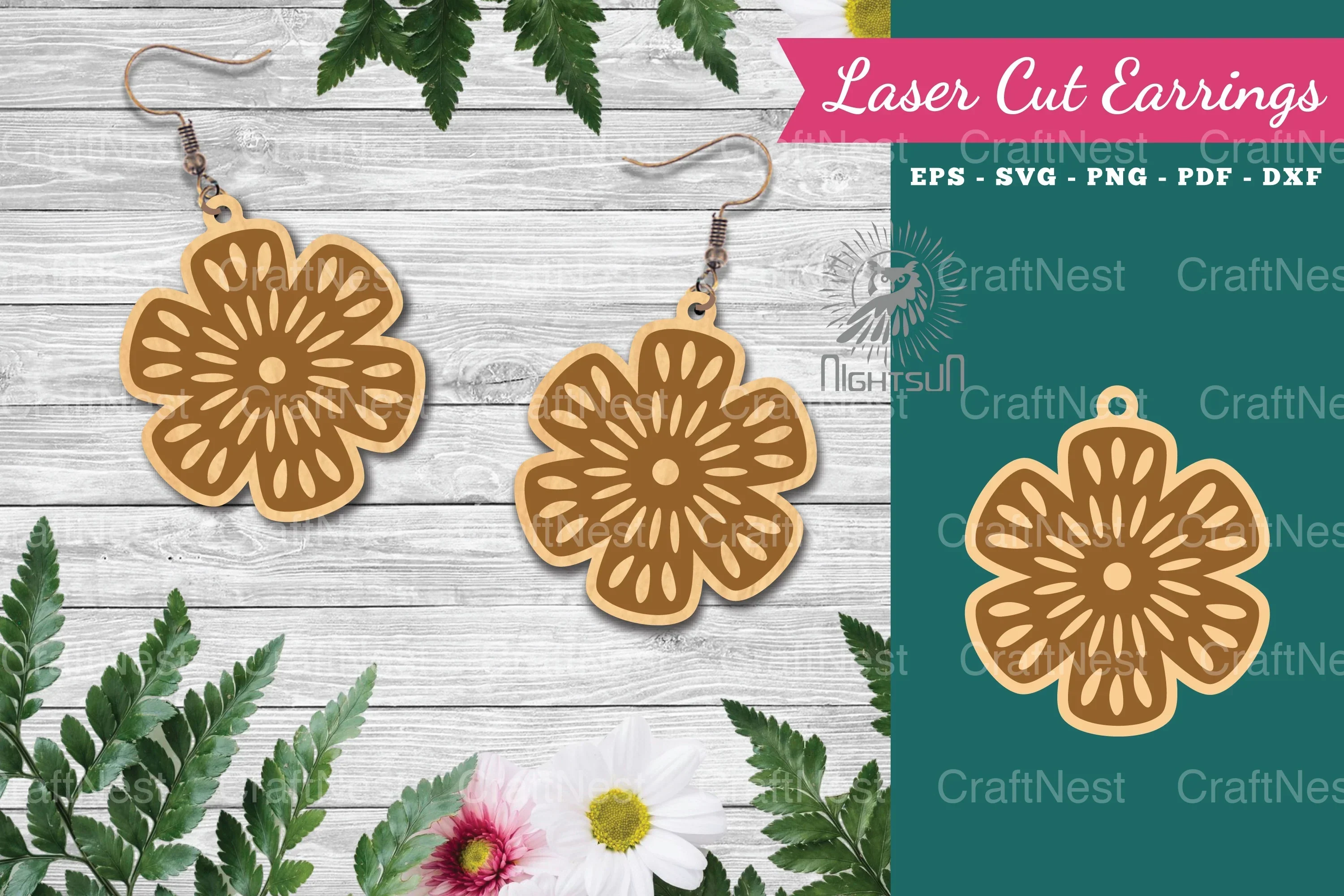 Laser Cut Flower Earrings SVG Bundle