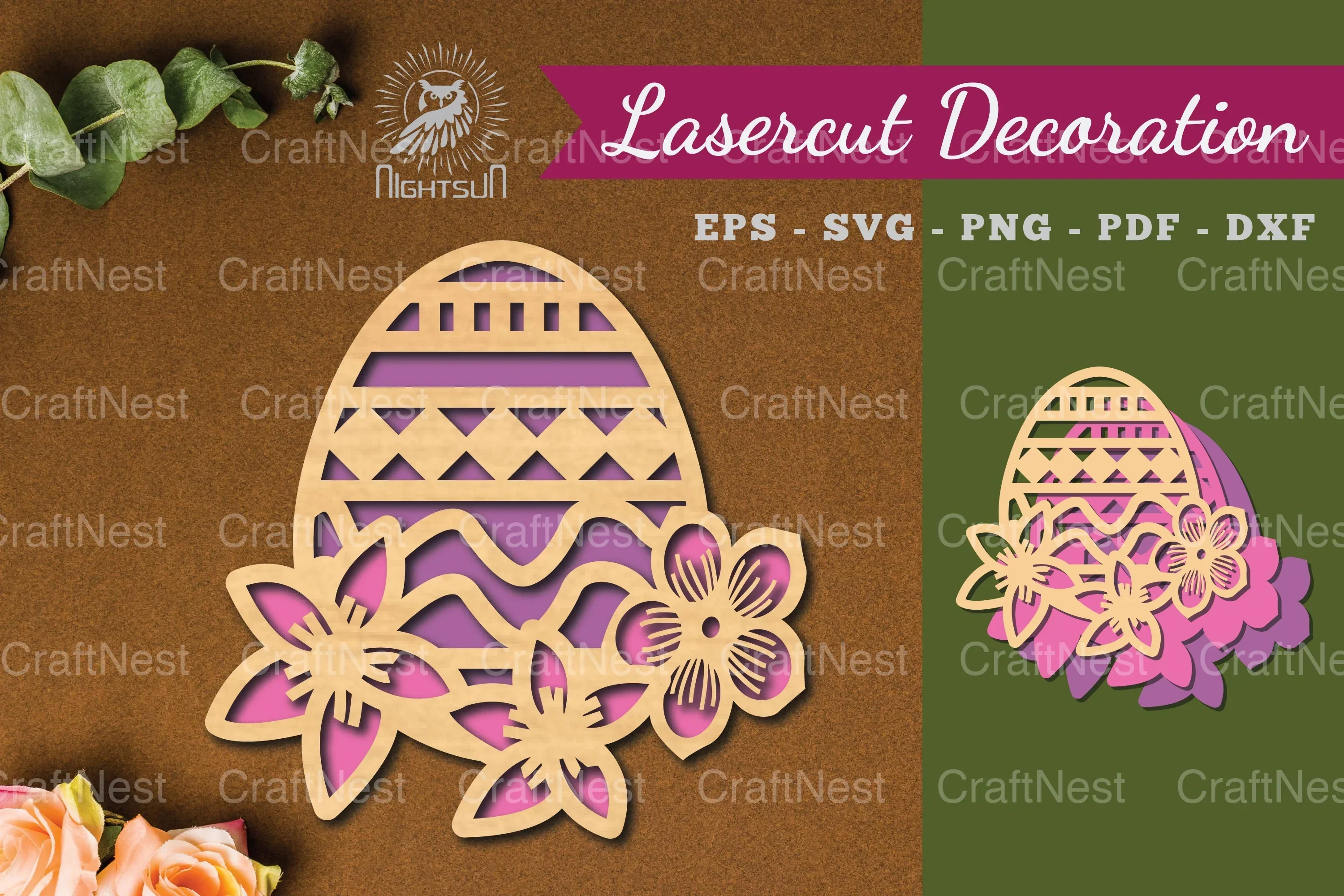 Laser Cut Flower Egg Decoration Clipart Bundle