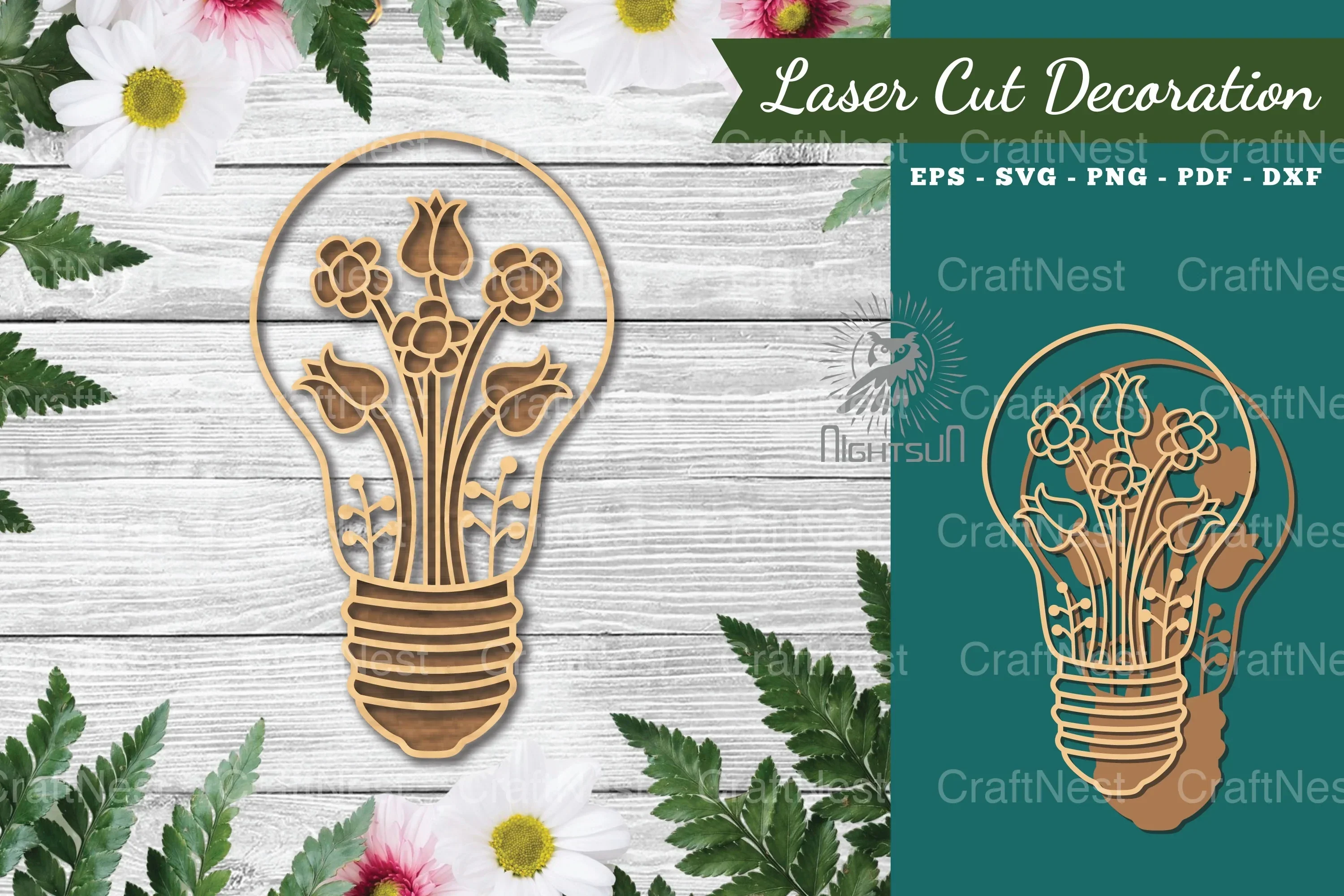 Laser Cut Flower Lamp Decoration Clipart Bundle