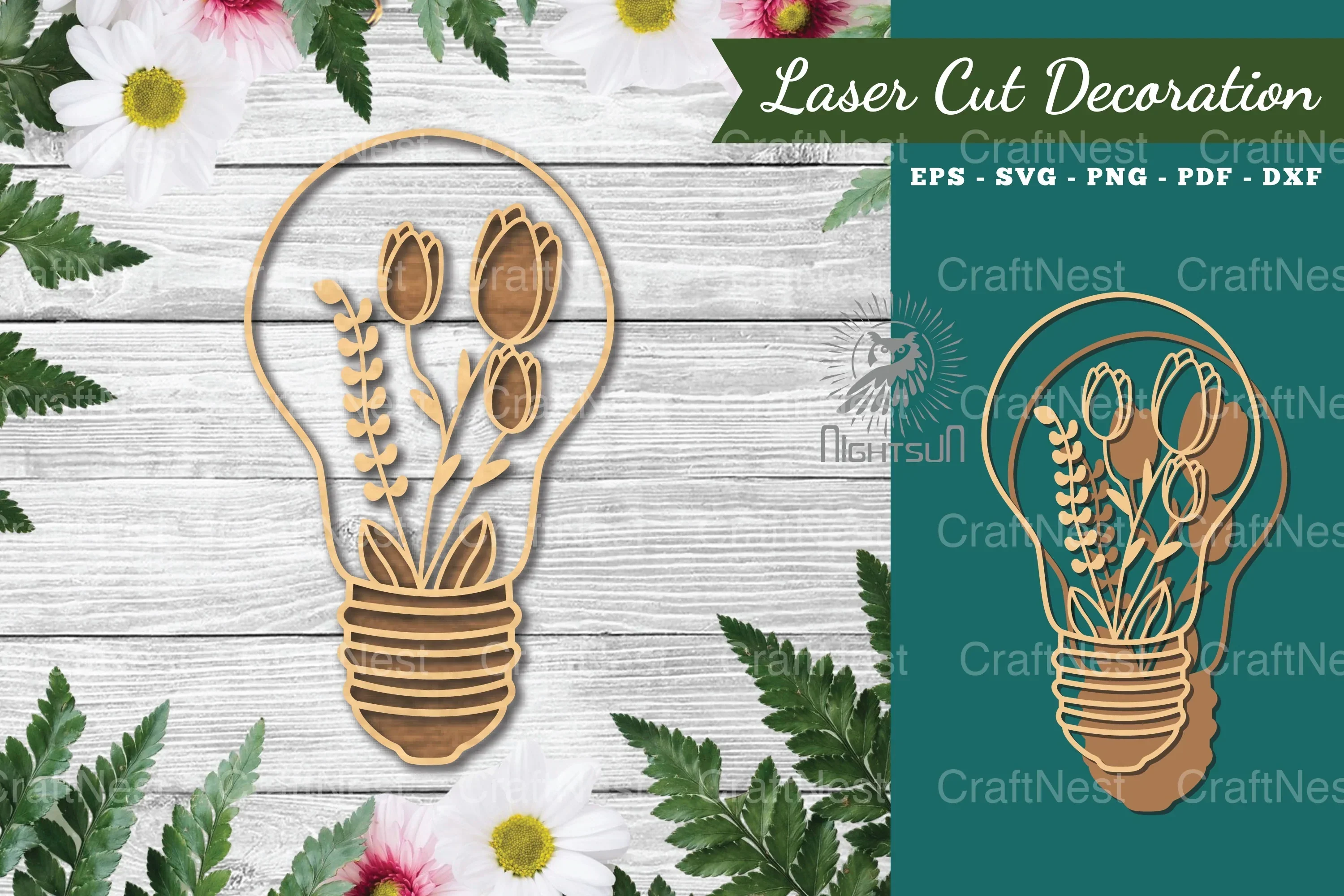 Laser Cut Flower Lamp Decoration Clipart Bundle