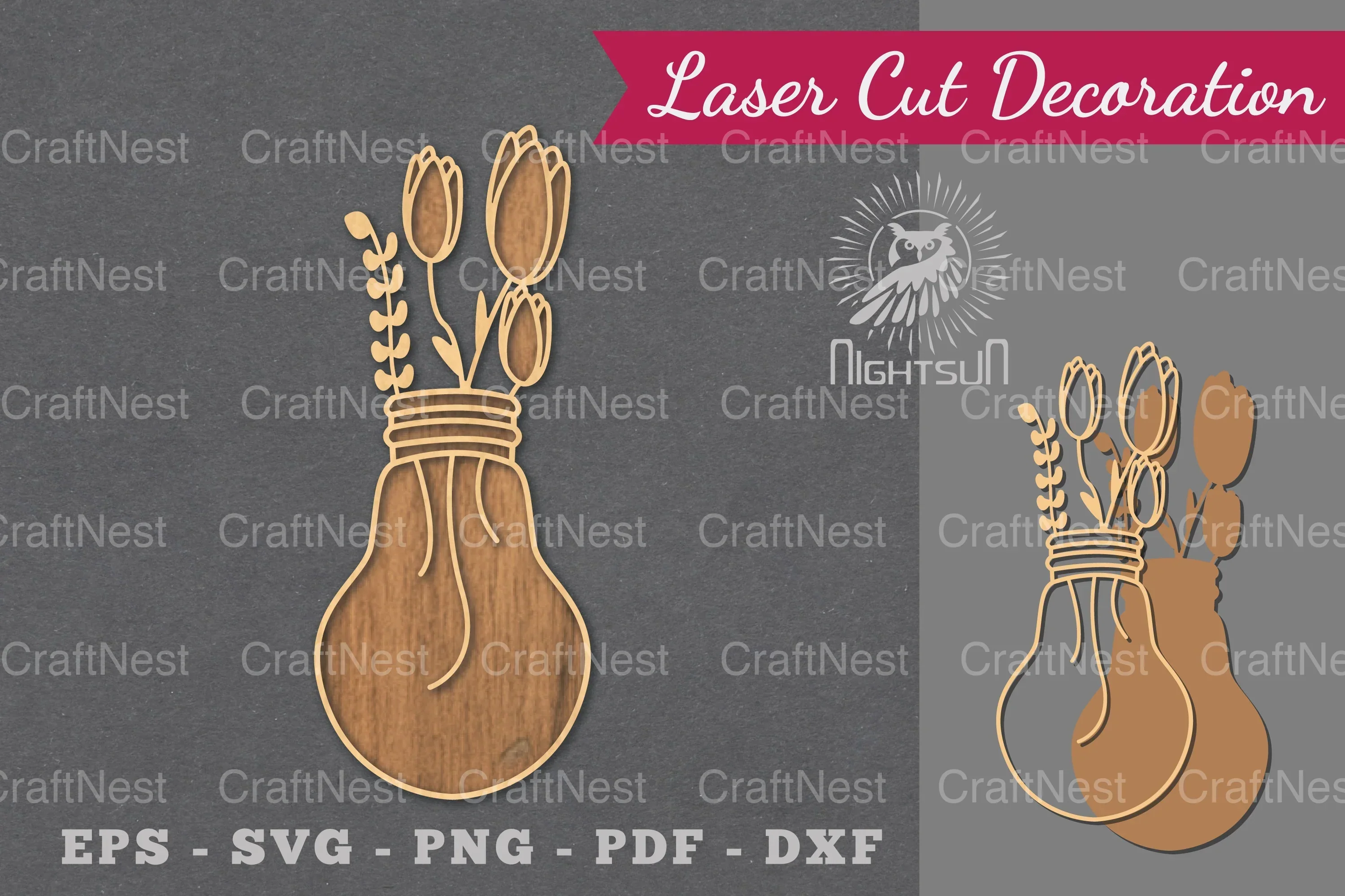 Laser Cut Flower Lamp Decoration Design Bundle
