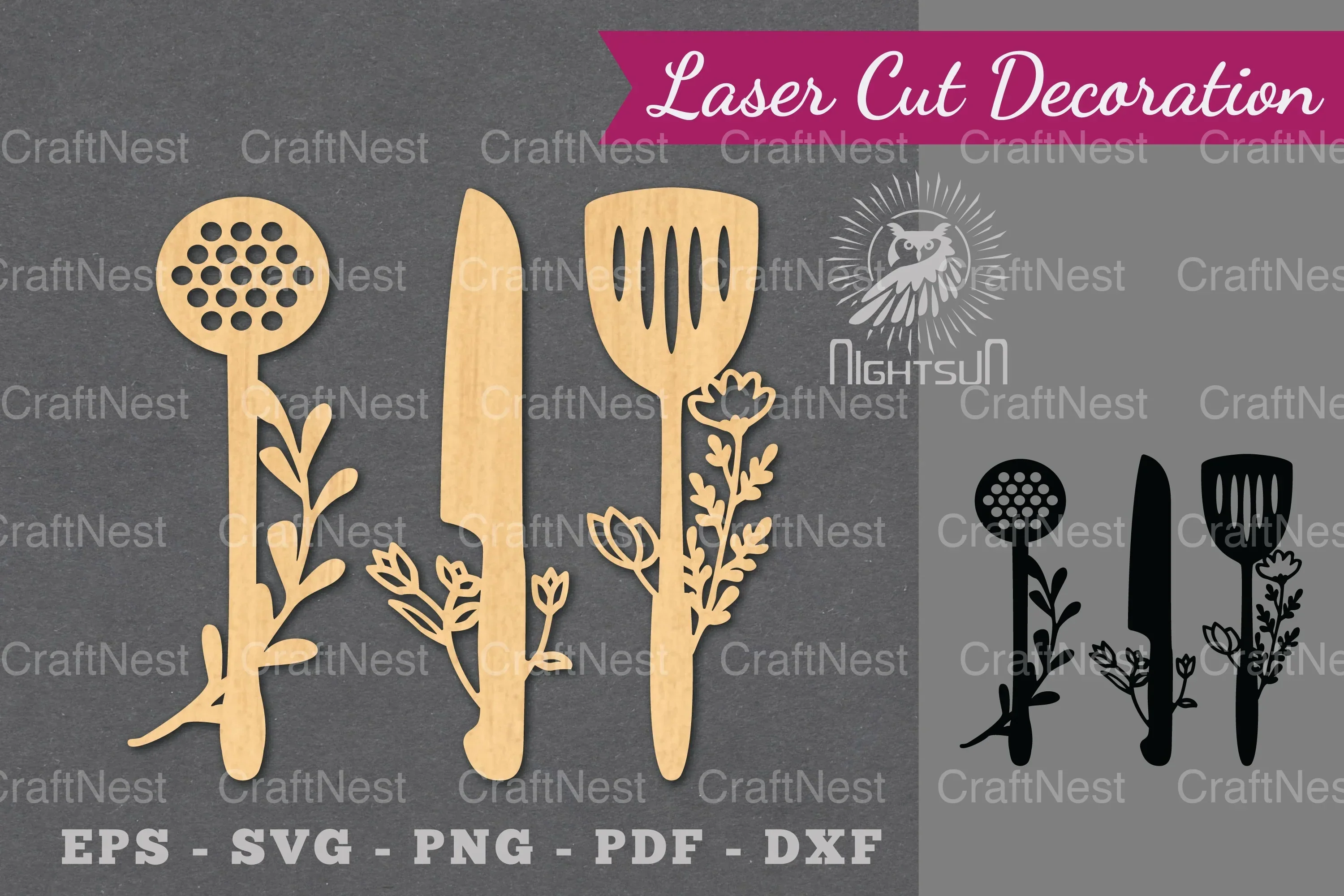 Laser Cut Kitchen Sign Clipart Bundle