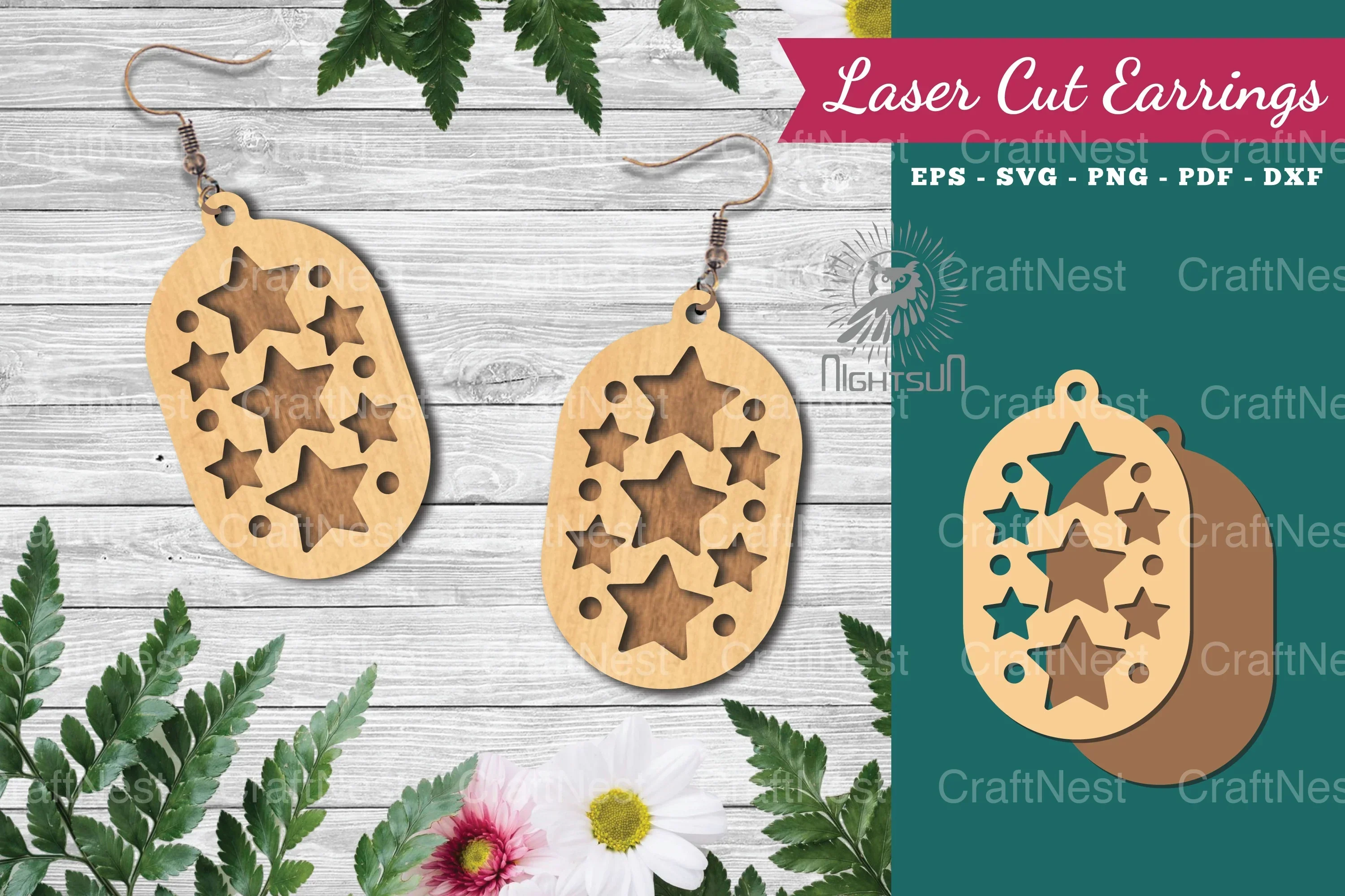 Laser Cut Star Earrings Design Bundle