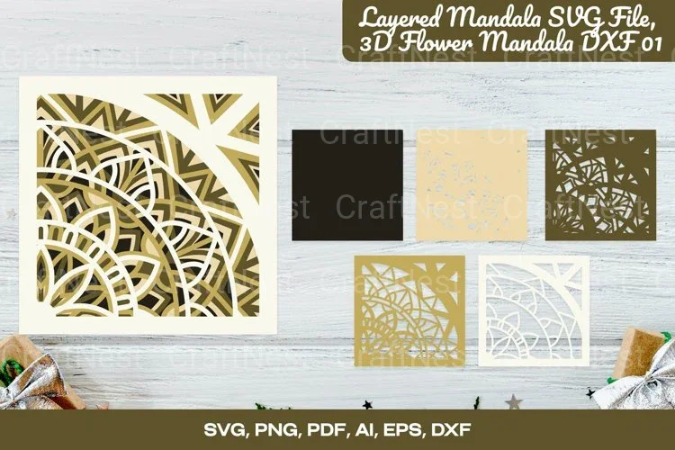 Layered 3D Flower Mandala Clipart Bundle