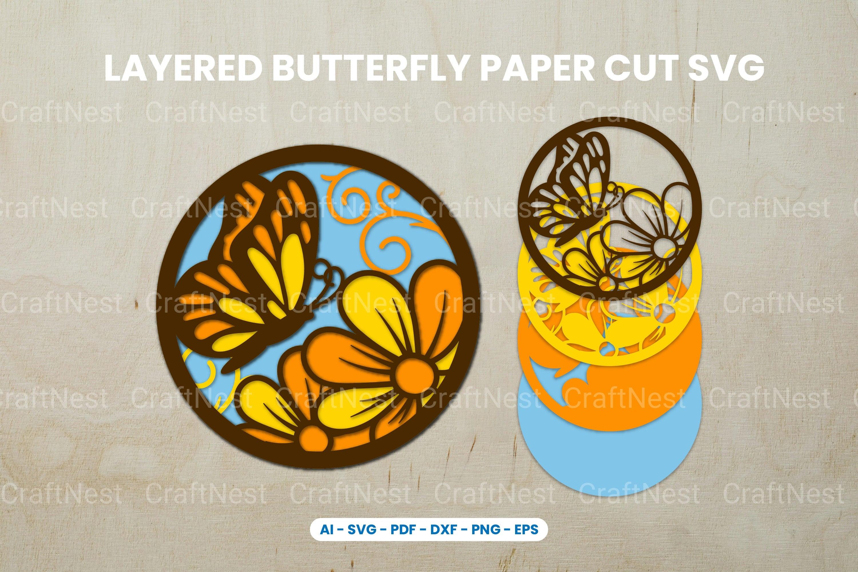 Layered Butterfly Paper Cut SVG Bundle