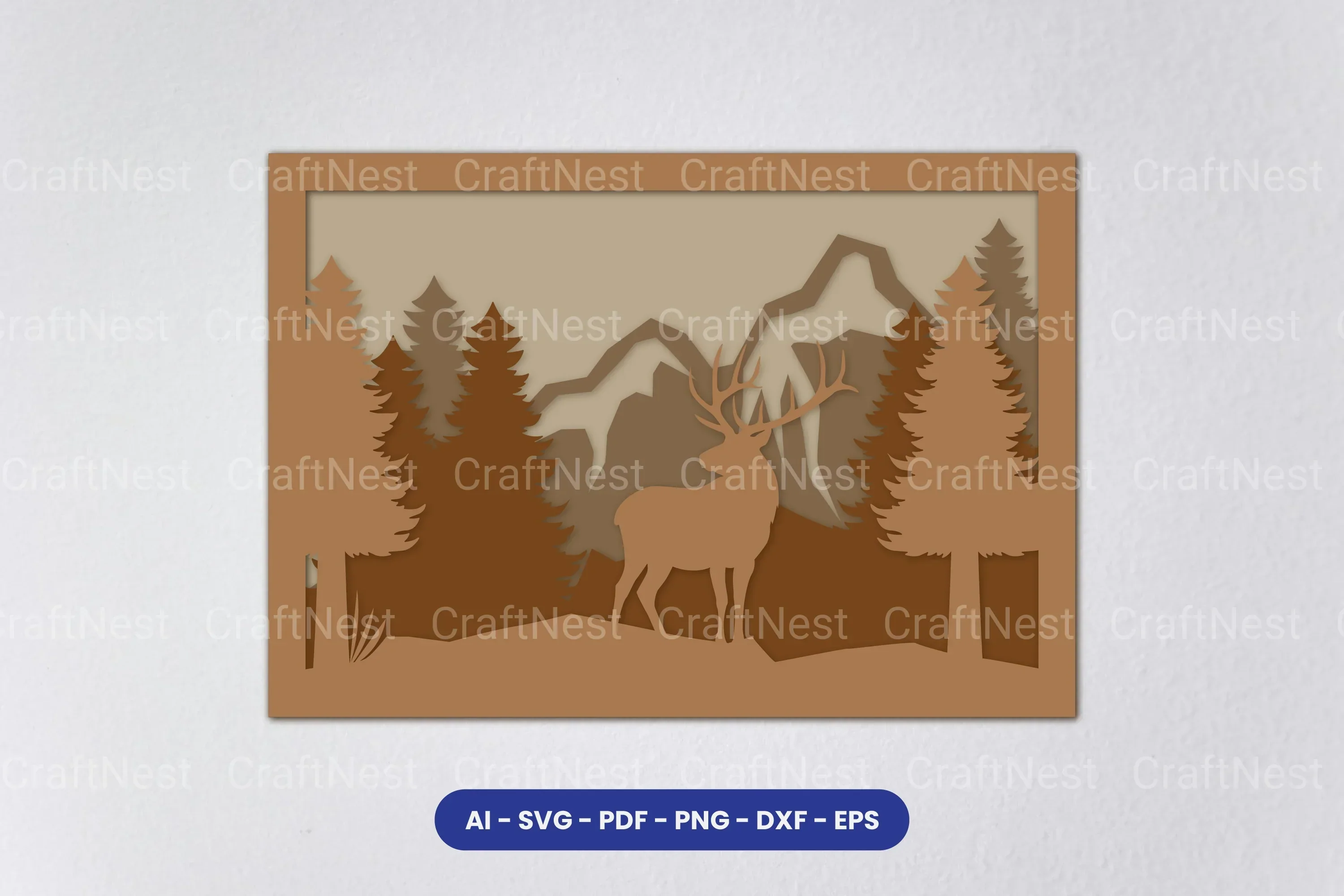 Layered Deer Forest Laser Cut SVG Bundle