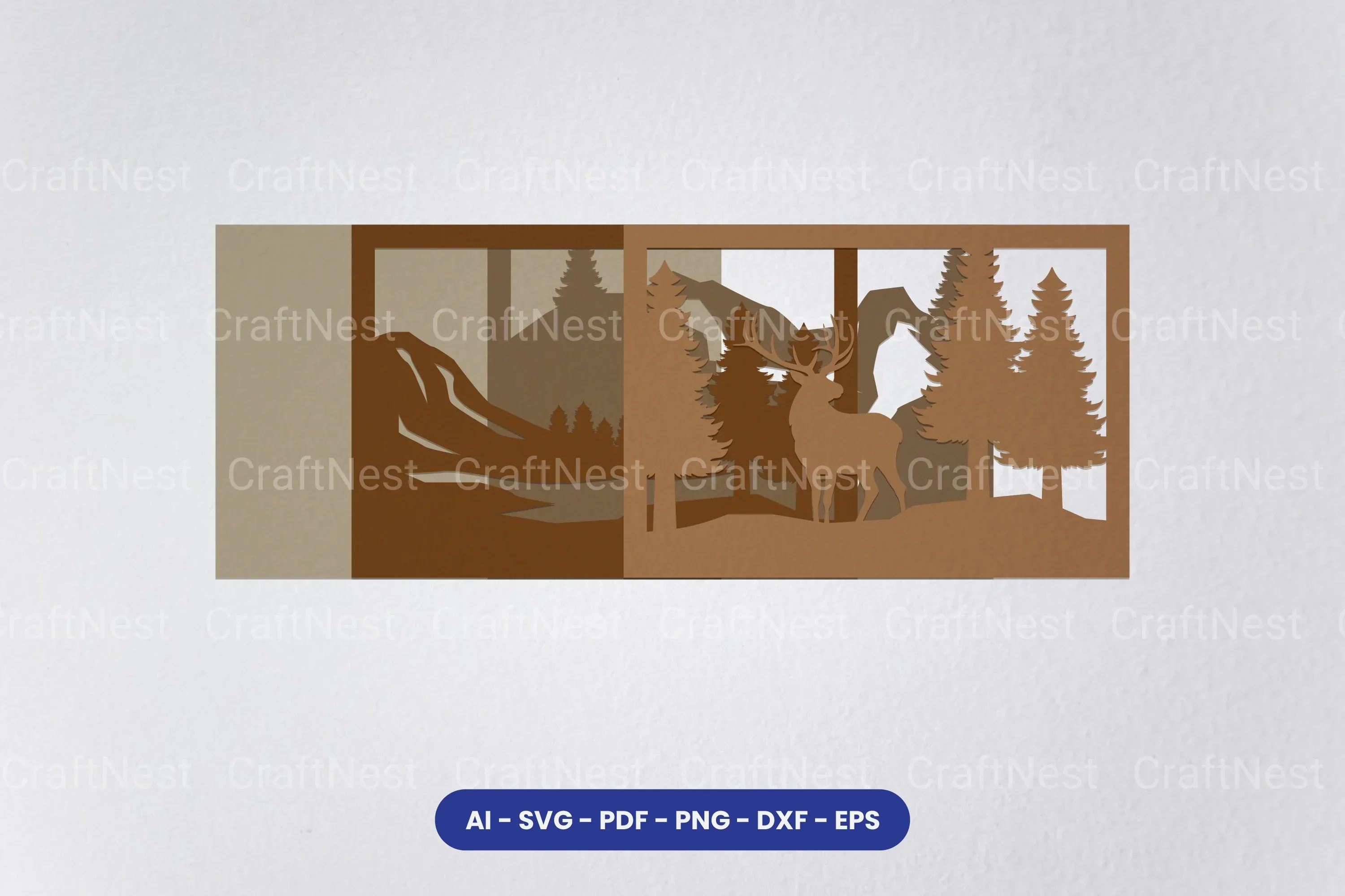 Layered Deer Forest Laser Cut SVG Bundle - Image 2