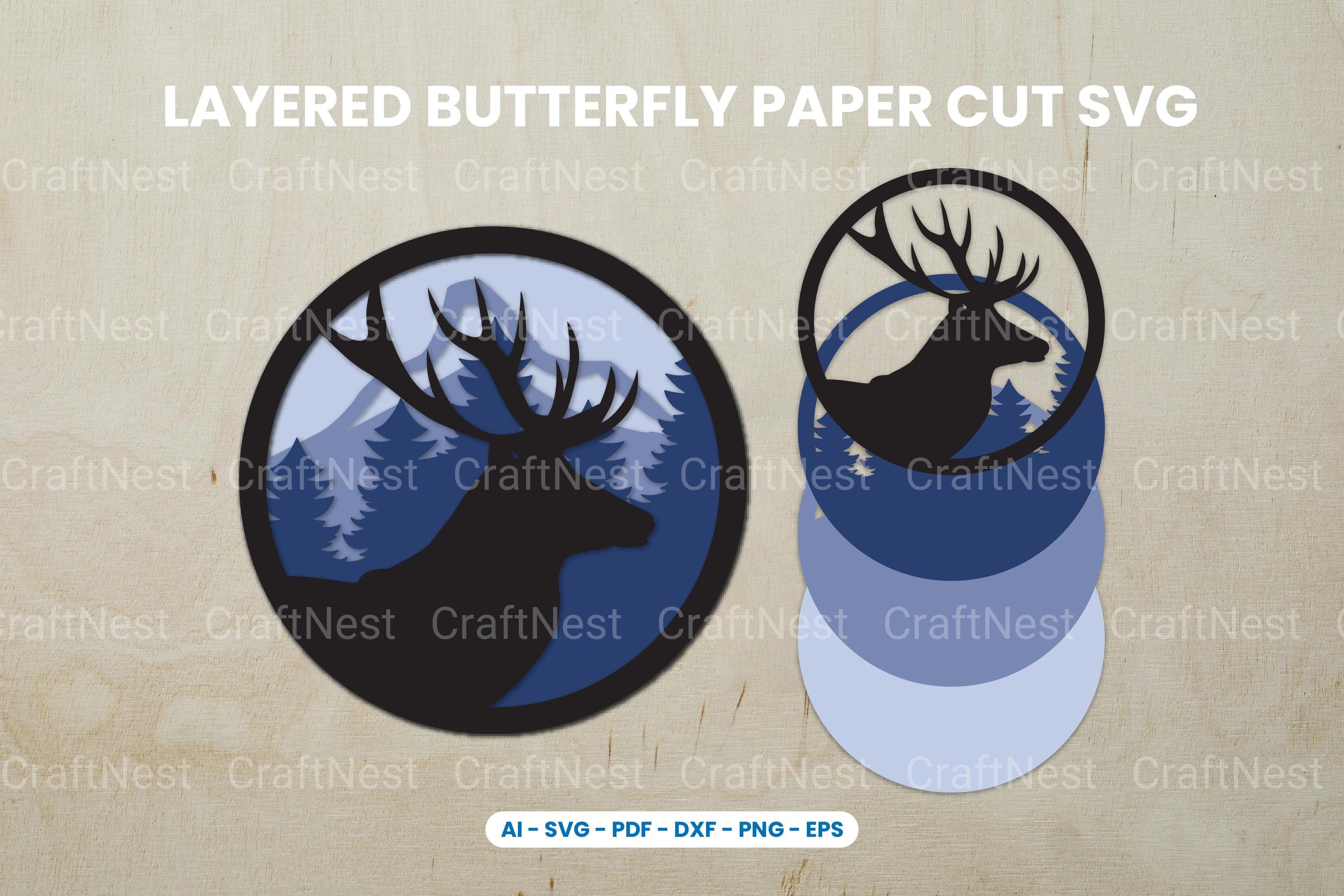 Layered Deer Paper Cut SVG Bundle