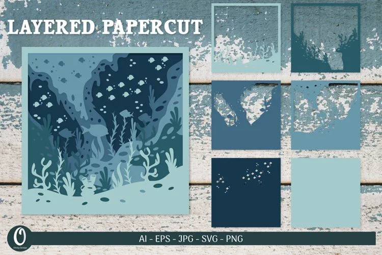 Layered Papercut Sea SVG Bundle