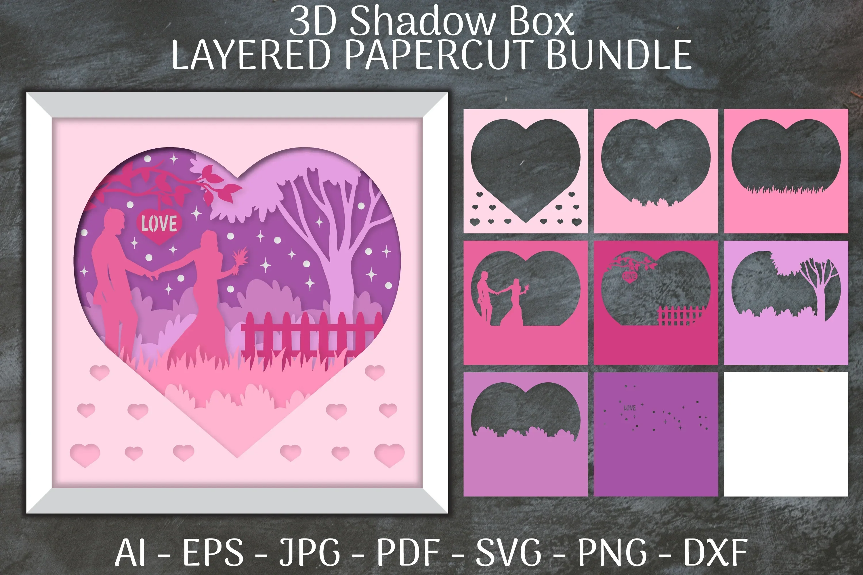 Layered Wedding Couple SVG Bundle
