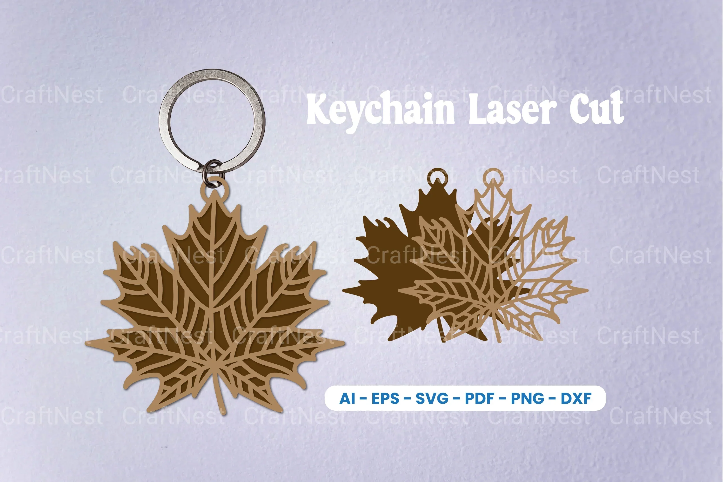 Leaf Keychain Laser Cut SVG Bundle - Clipart Bundle