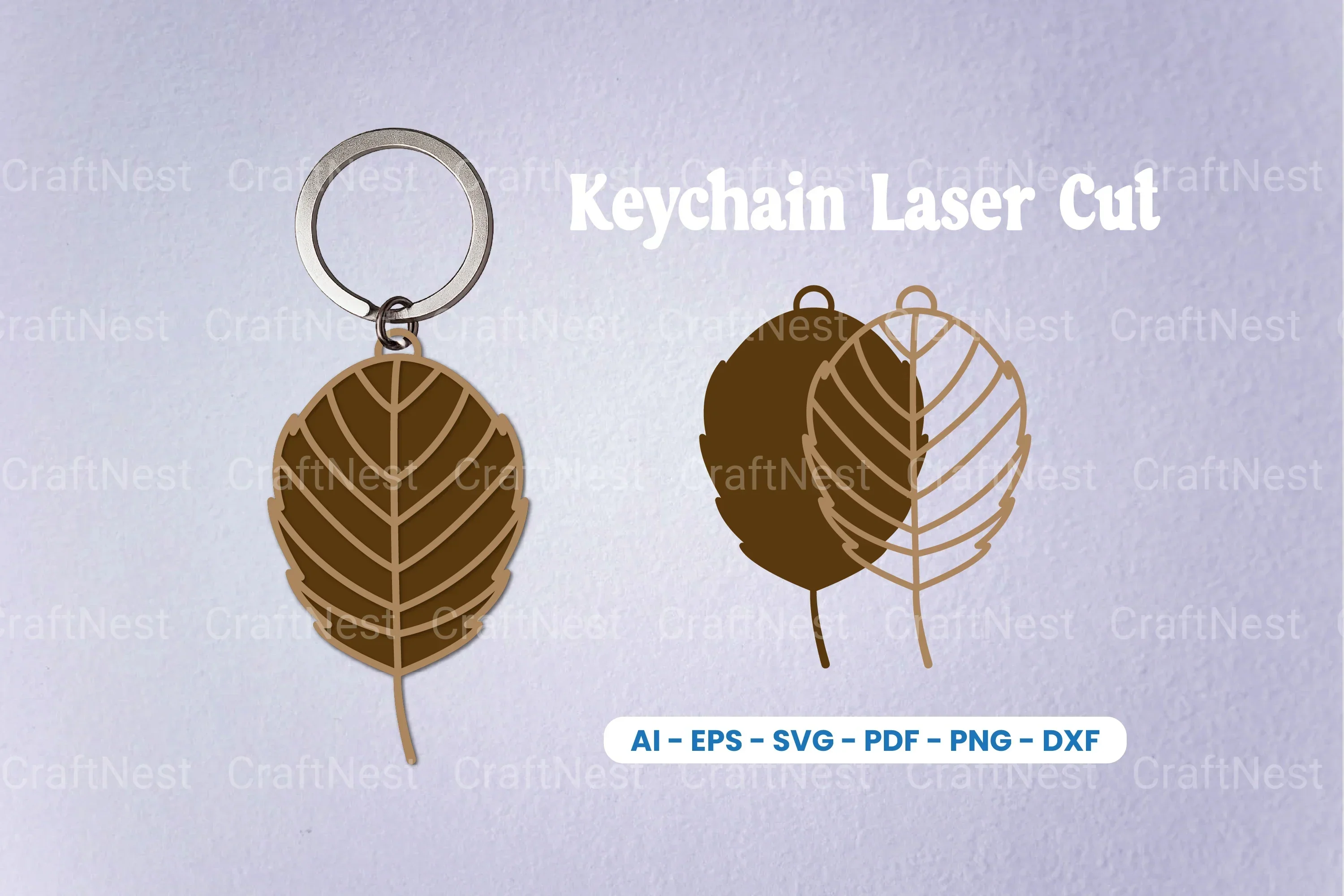 Leaf Keychain Laser Cut SVG Bundle - Clipart Bundle