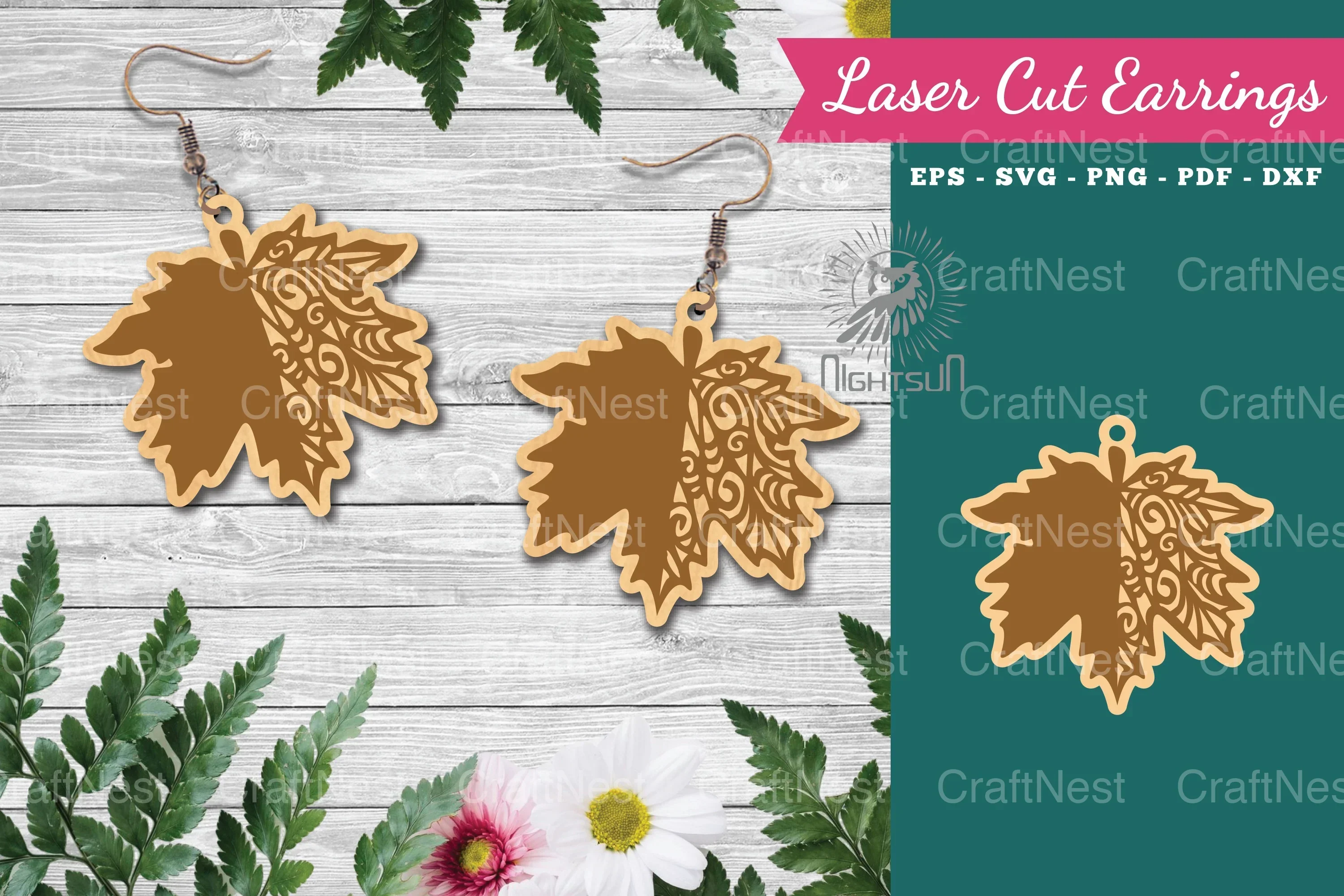 Leaves Laser Cut Earrings SVG Bundle