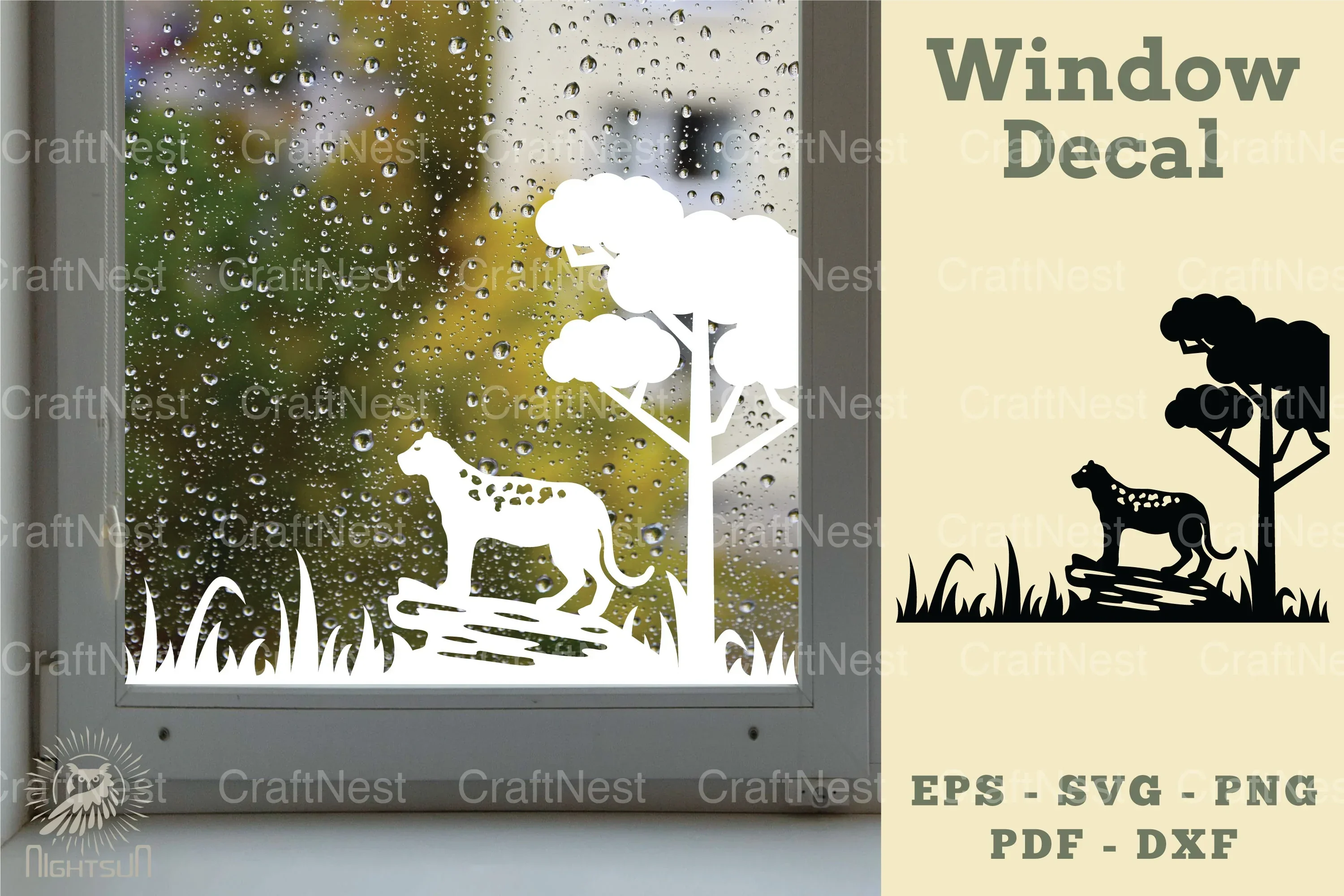 Leopard in Forest Window Decal Clipart Bundle