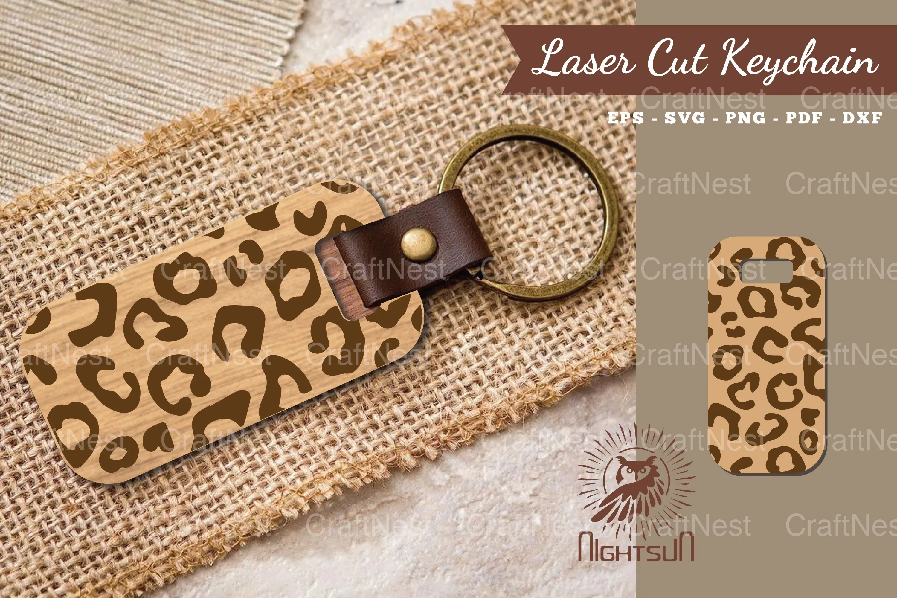 Leopard Pattern Laser Cut Keychain Design Bundle