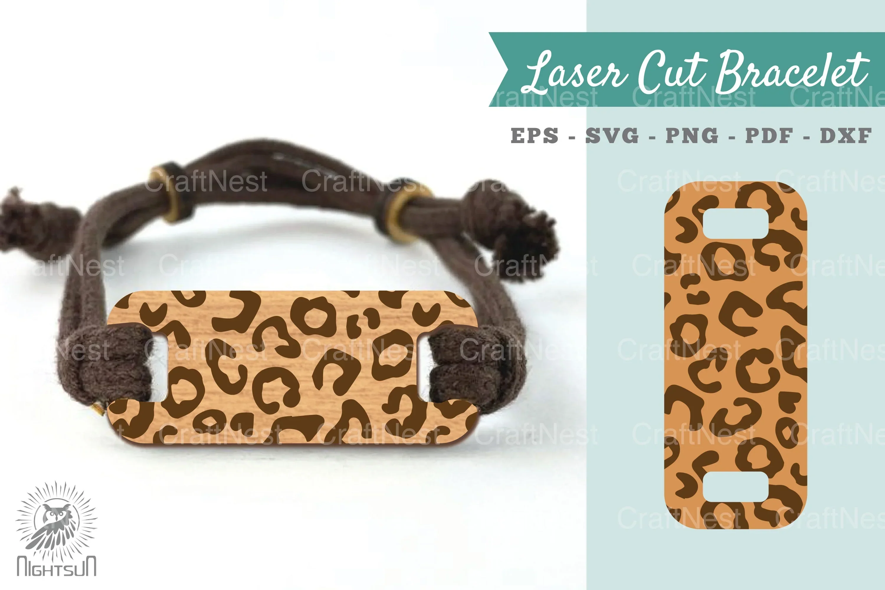 Leopard Texture Laser Cut Bracelet Design Bundle