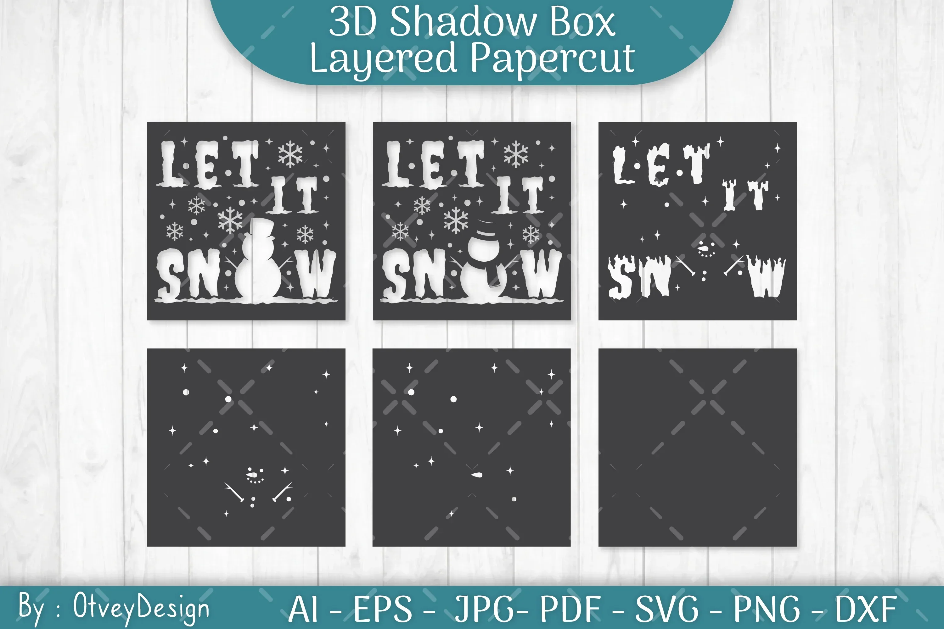 Let it Snow 3D Shadow Box Layered Papercut SVG Bundle - Image 3