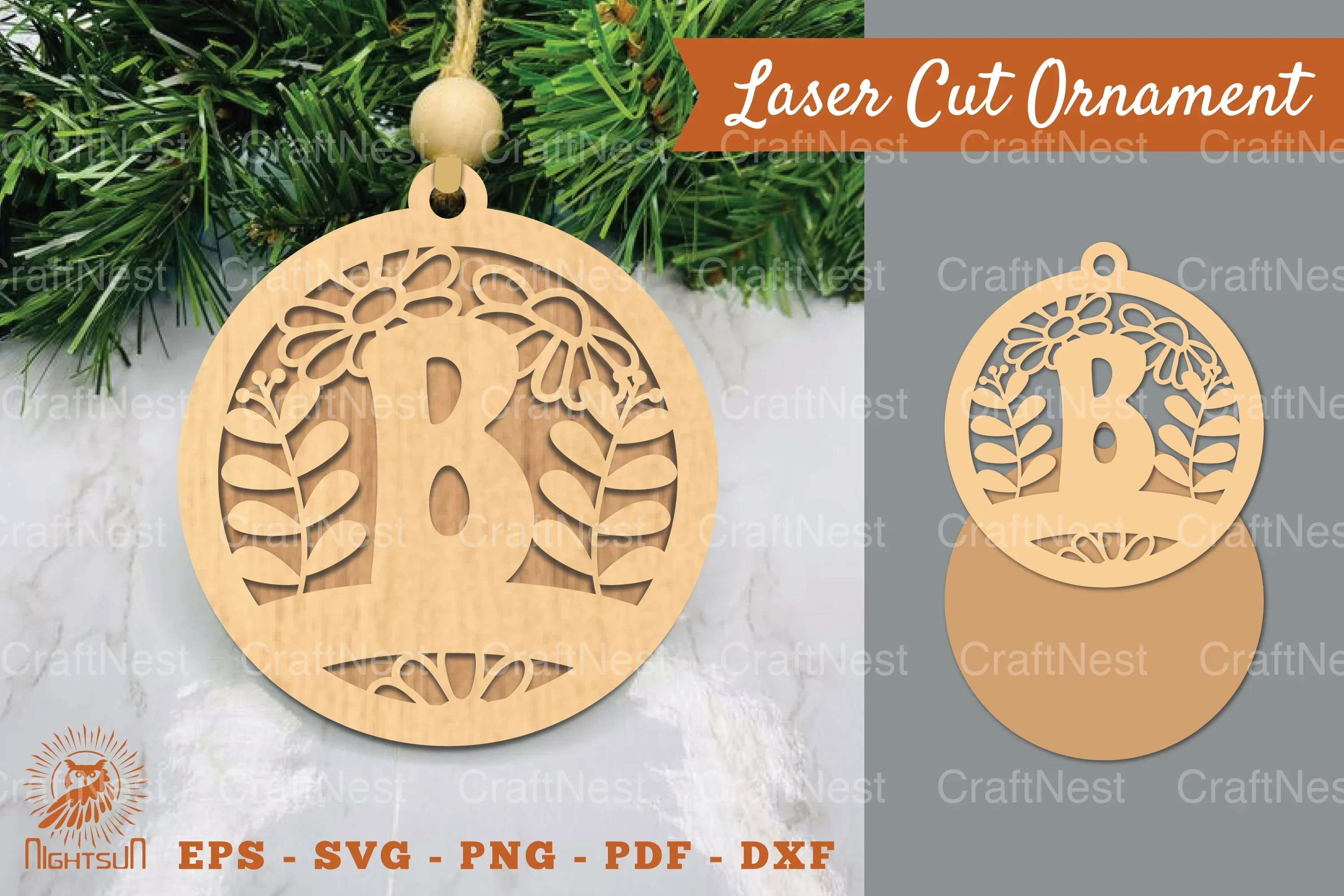 Letter B Laser Cut Ornament Clipart Bundle