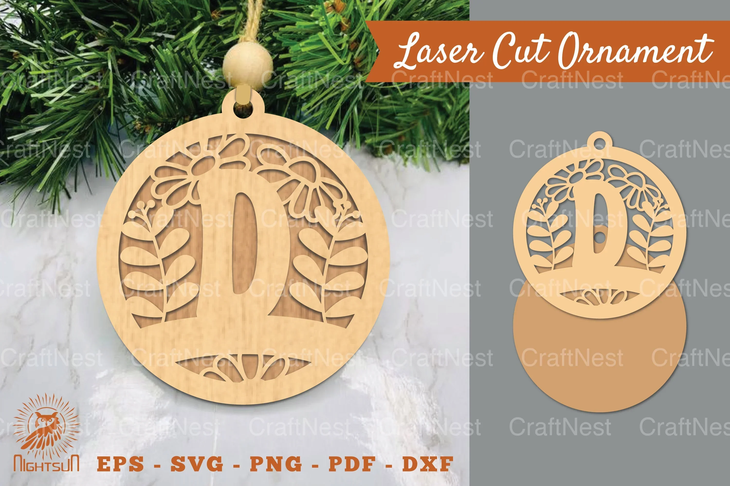 Letter D Laser Cut Ornament Clipart Bundle
