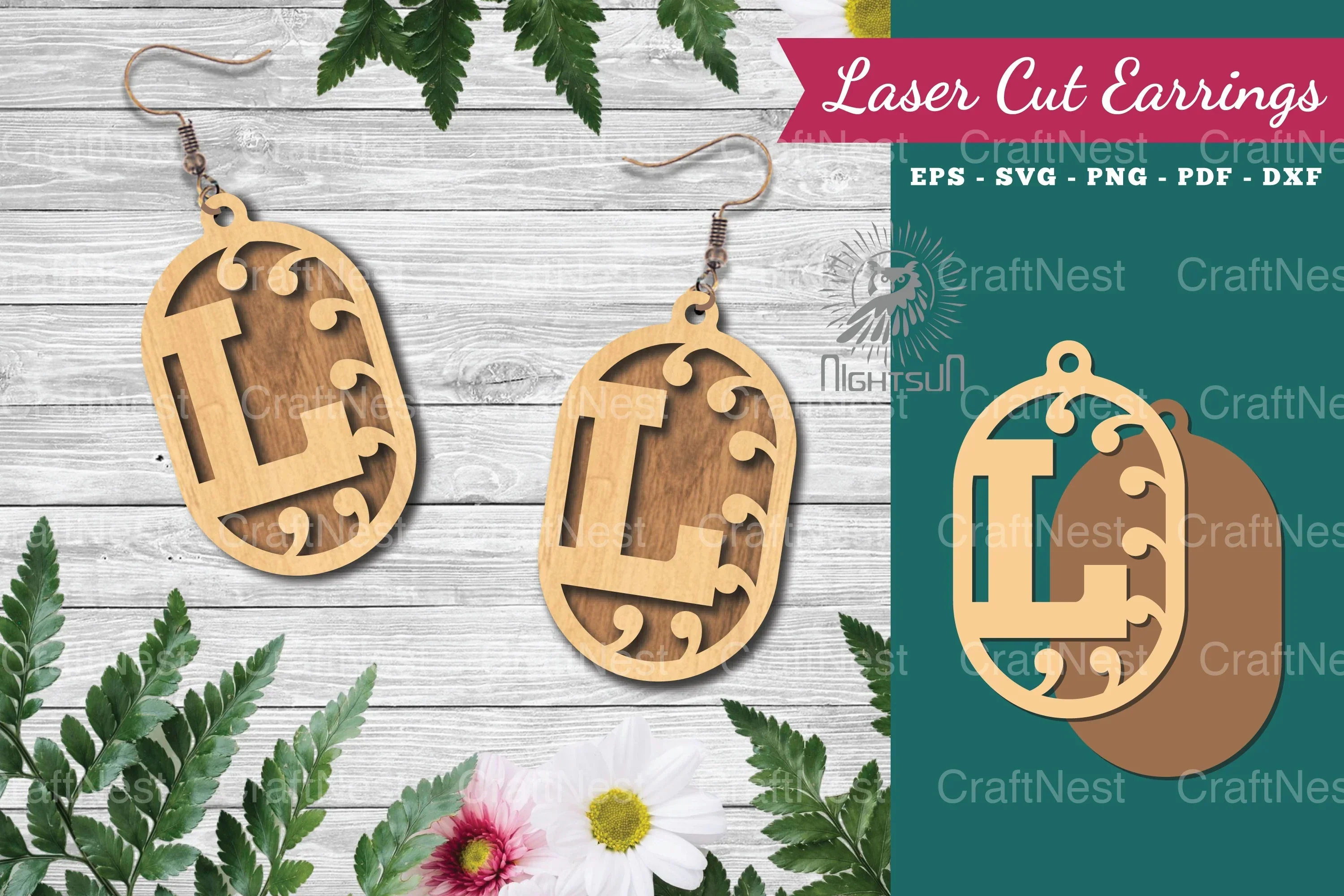 Letter L Laser Cut Earrings Design Bundle