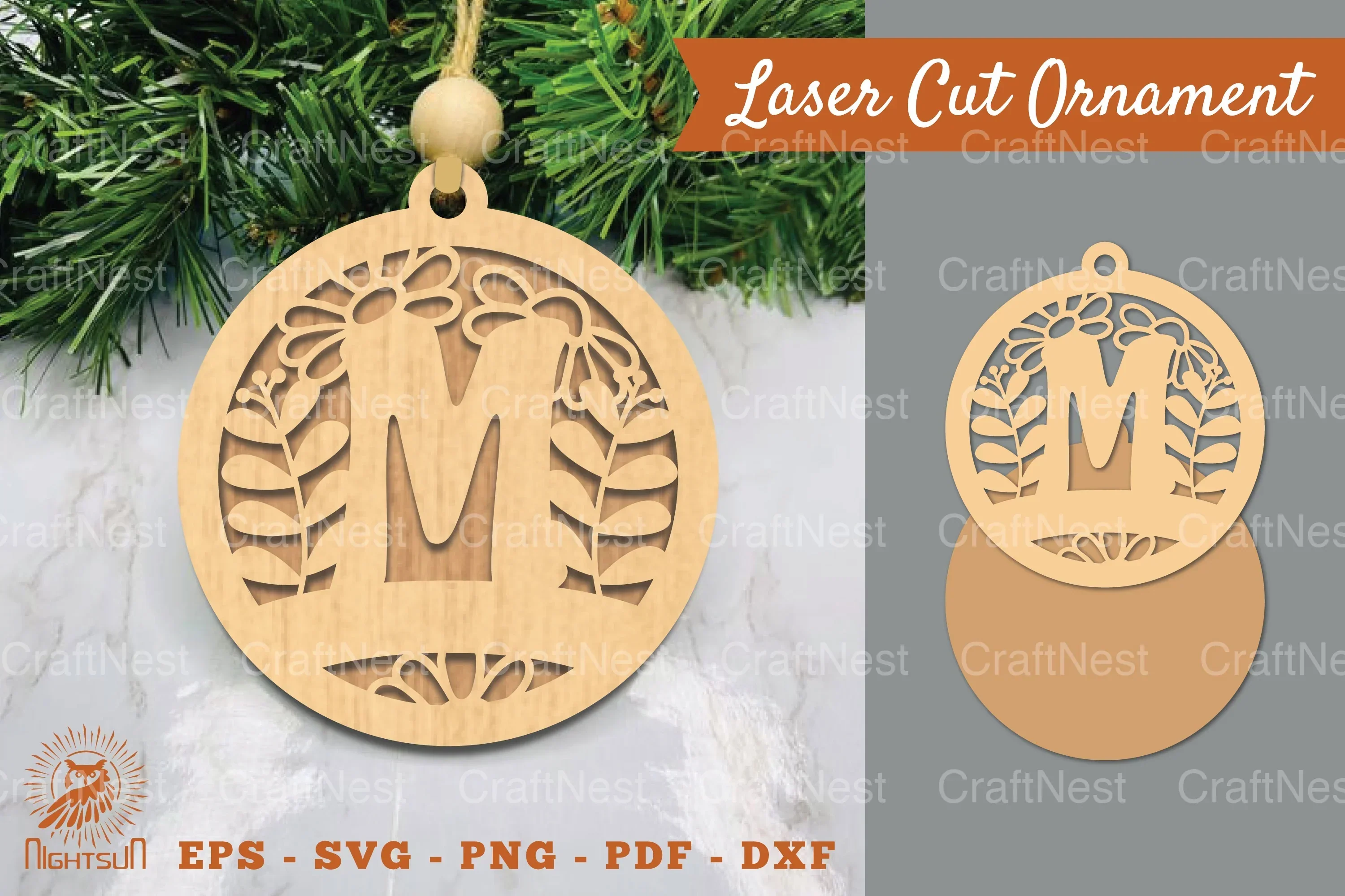 Letter M Laser Cut Ornament Clipart Bundle