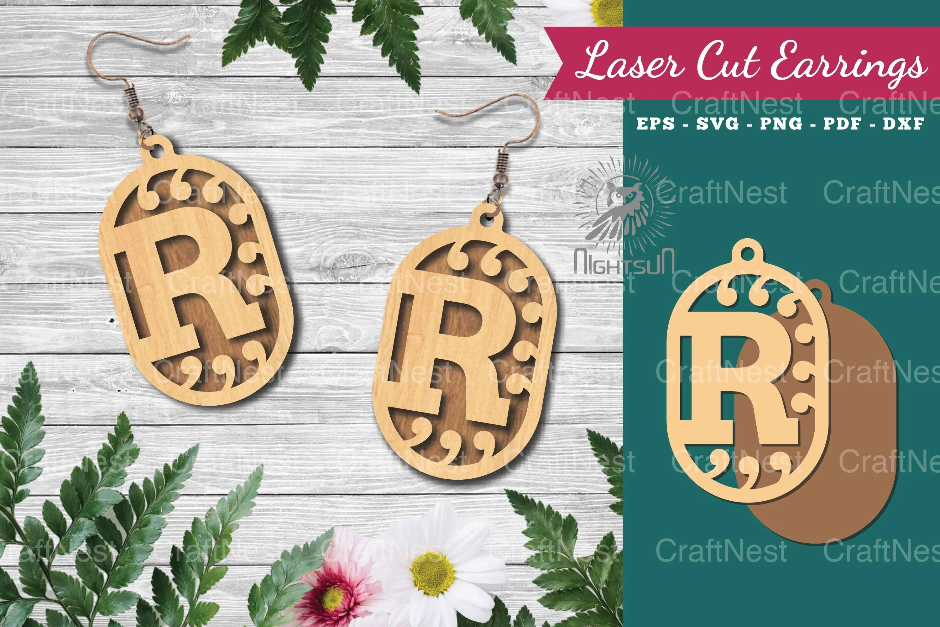 Letter R Laser Cut Earrings Design Bundle