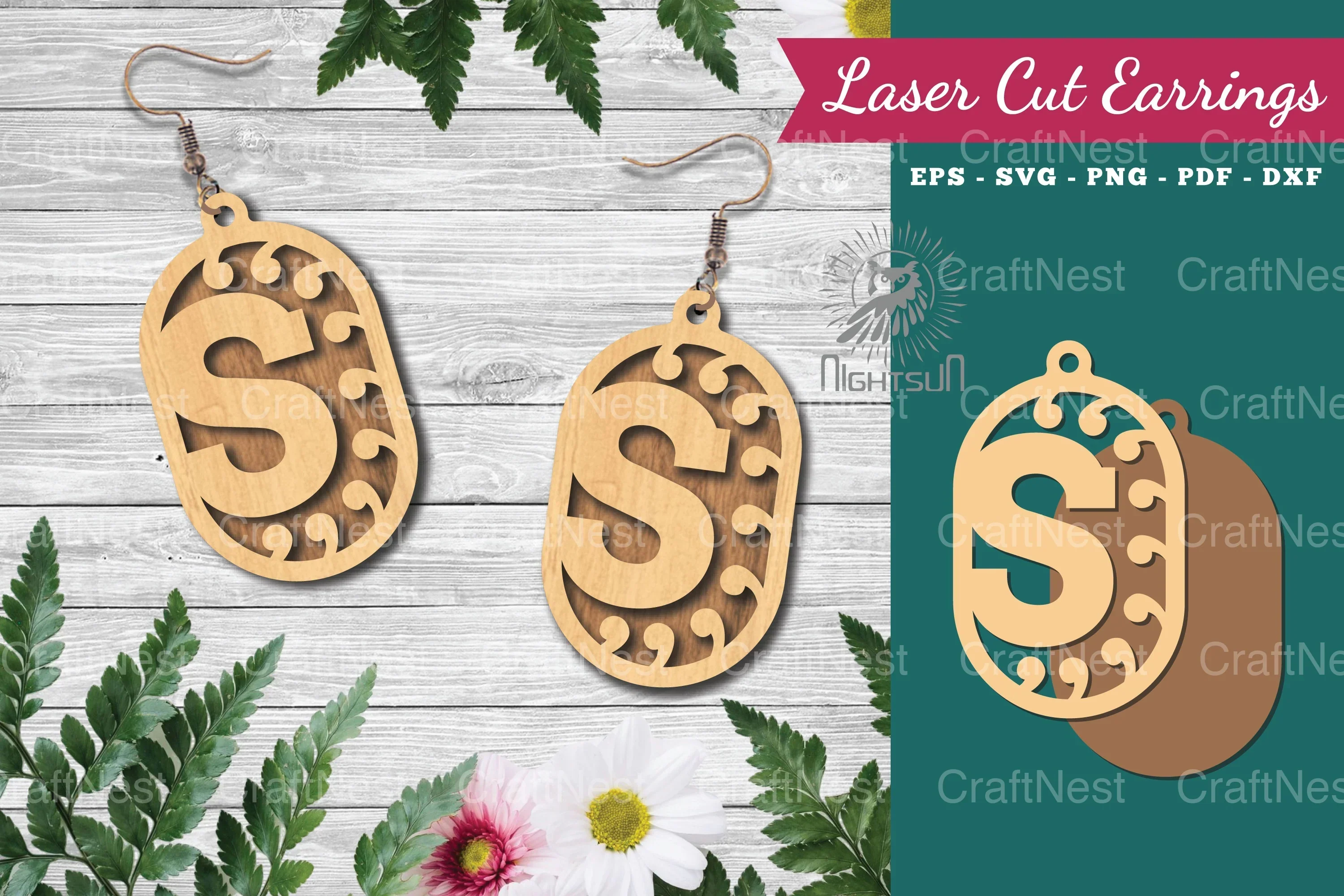 Letter S Laser Cut Earrings - Jewelry Design