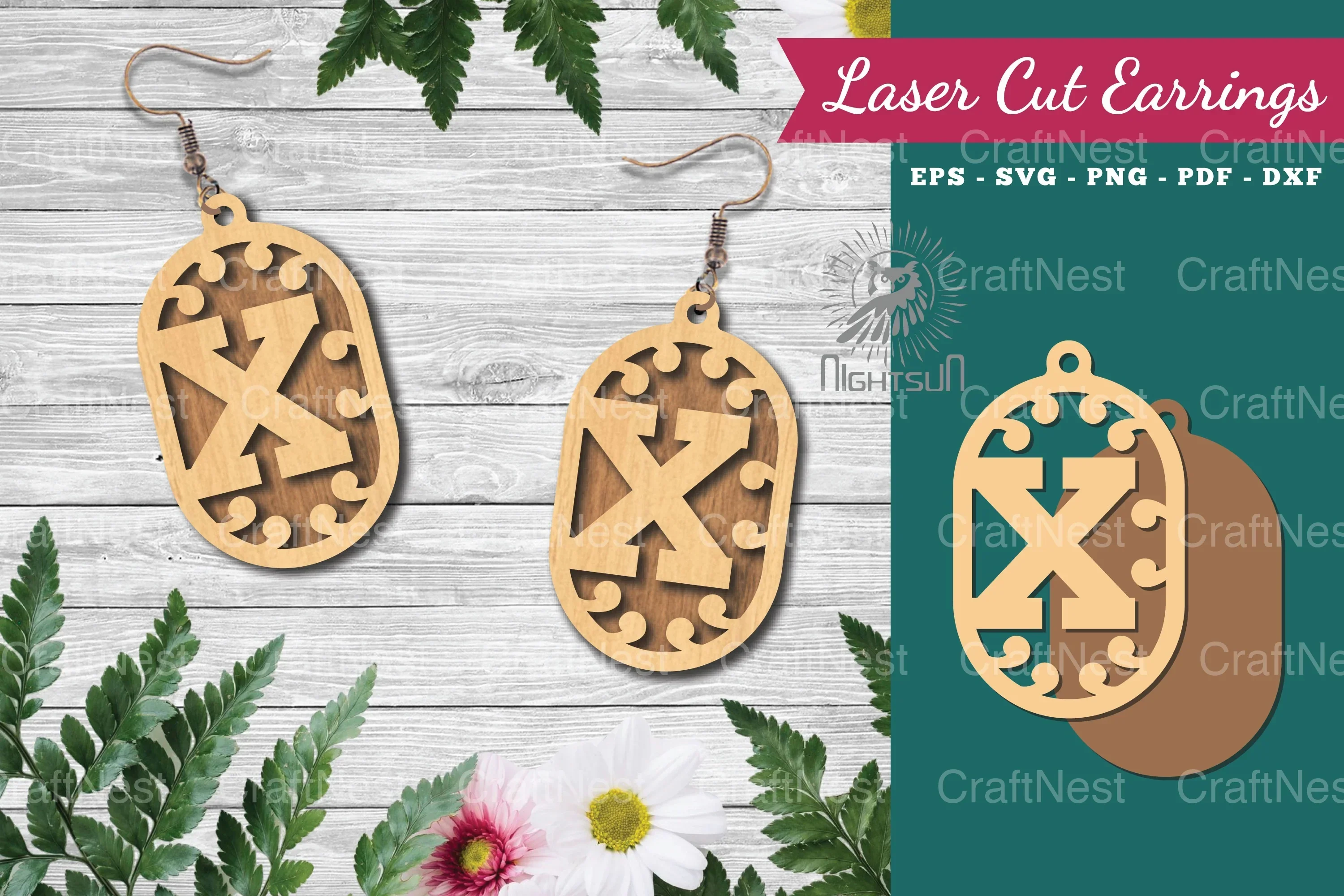 Letter X Laser Cut Earrings Design Bundle