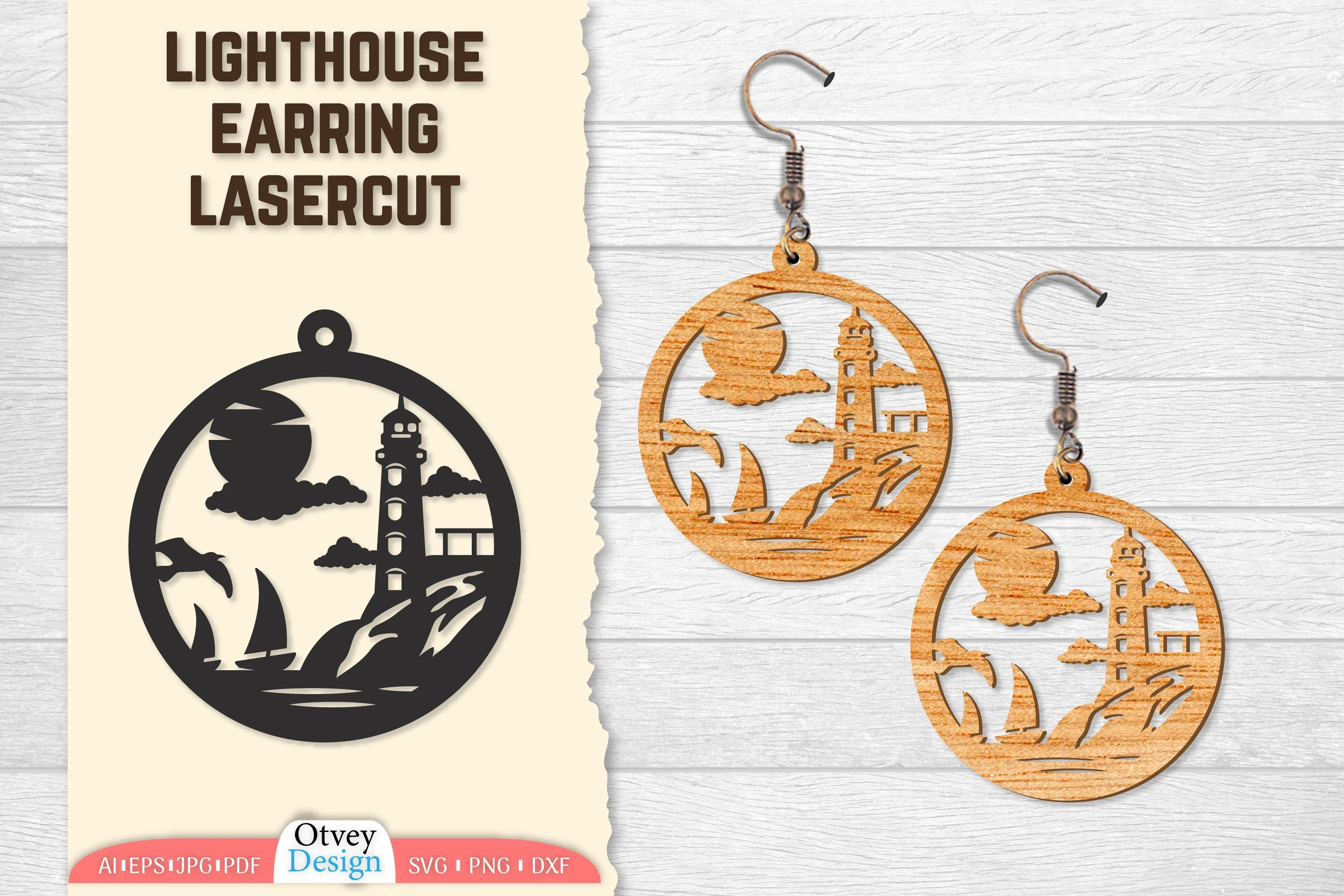 Lighthouse Earring Lasercut SVG Bundle