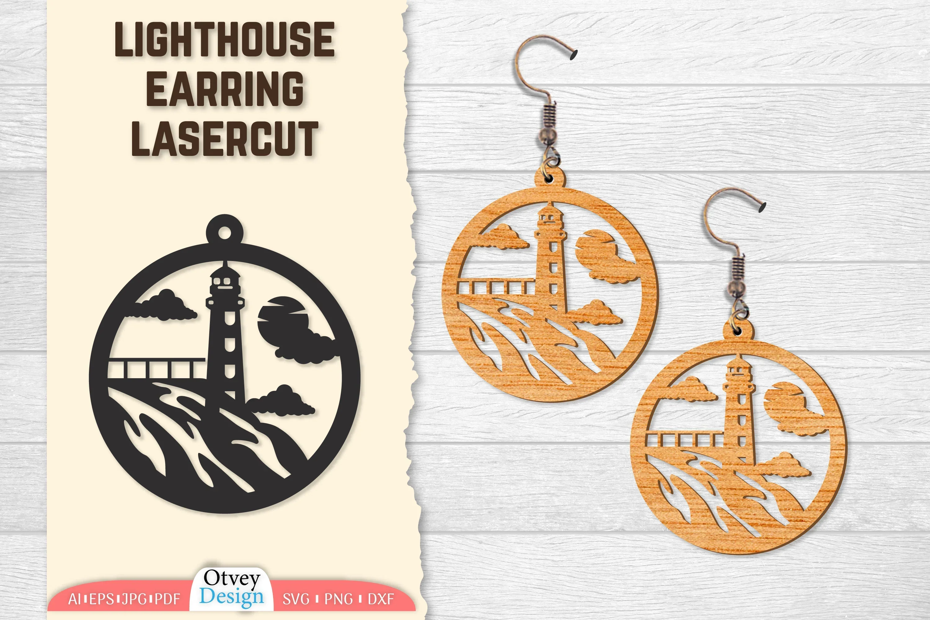 Lighthouse Earring Lasercut SVG Bundle