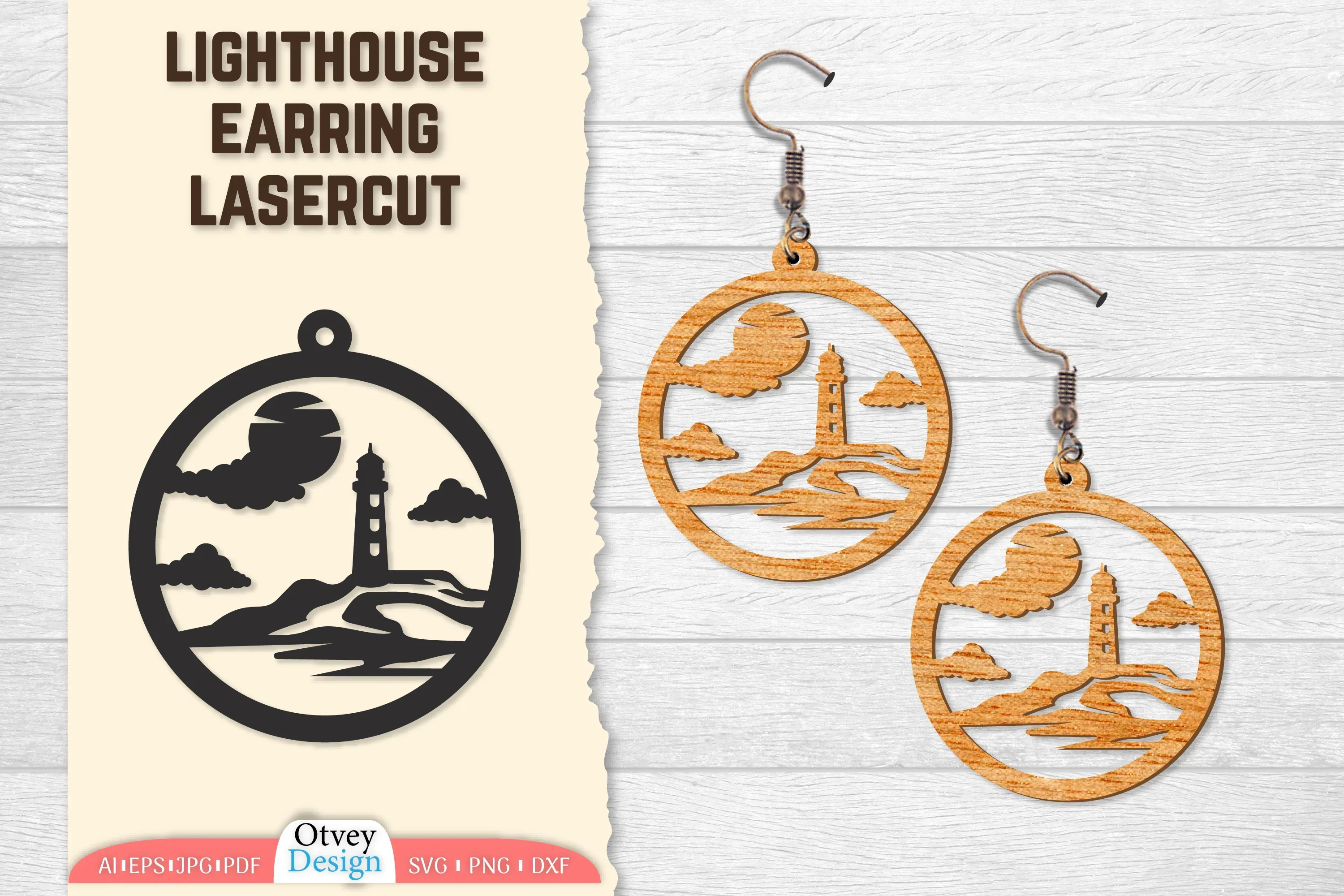 Lighthouse Earring Lasercut SVG Bundle