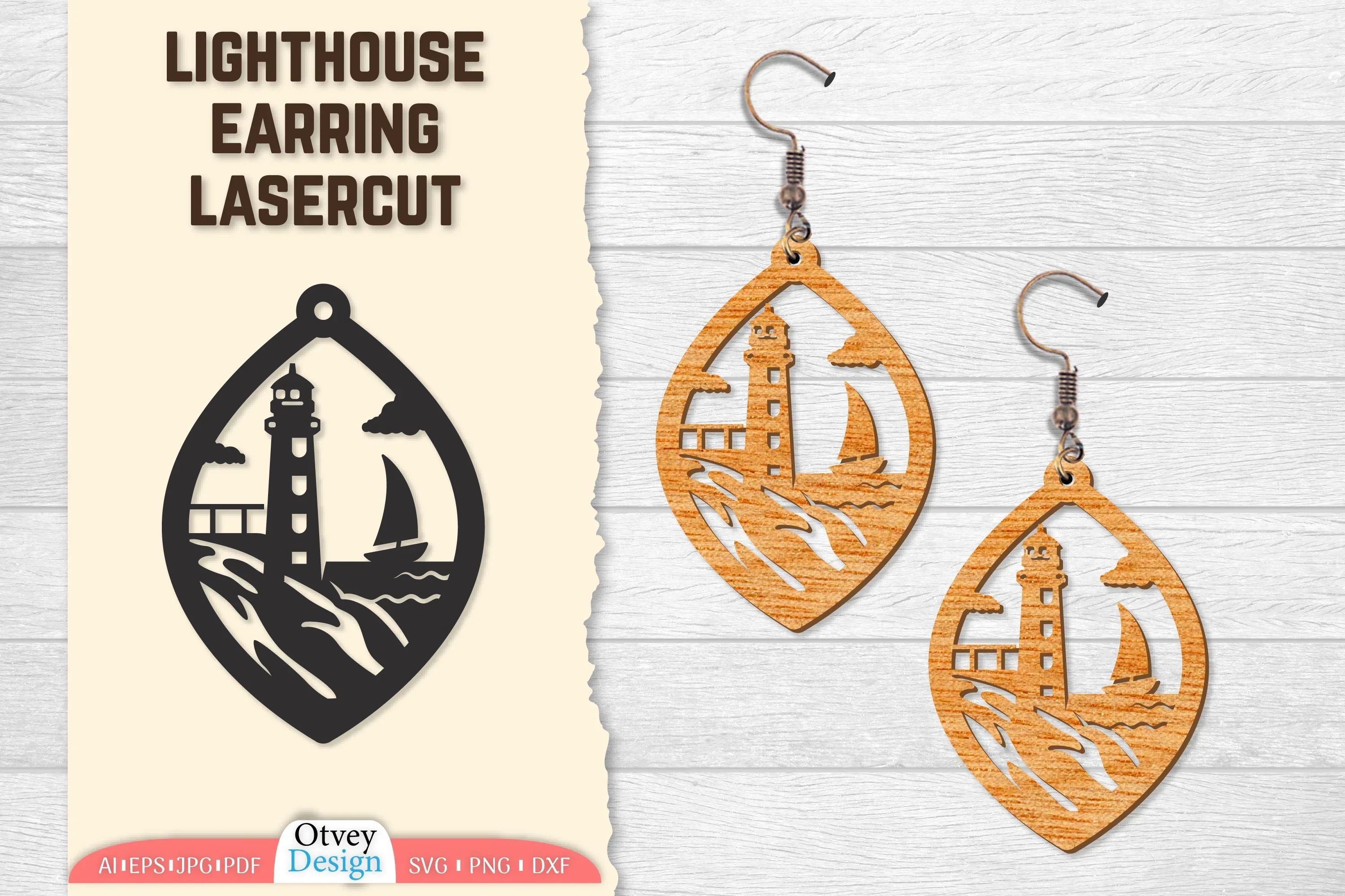 Lighthouse Earring Lasercut SVG Bundle