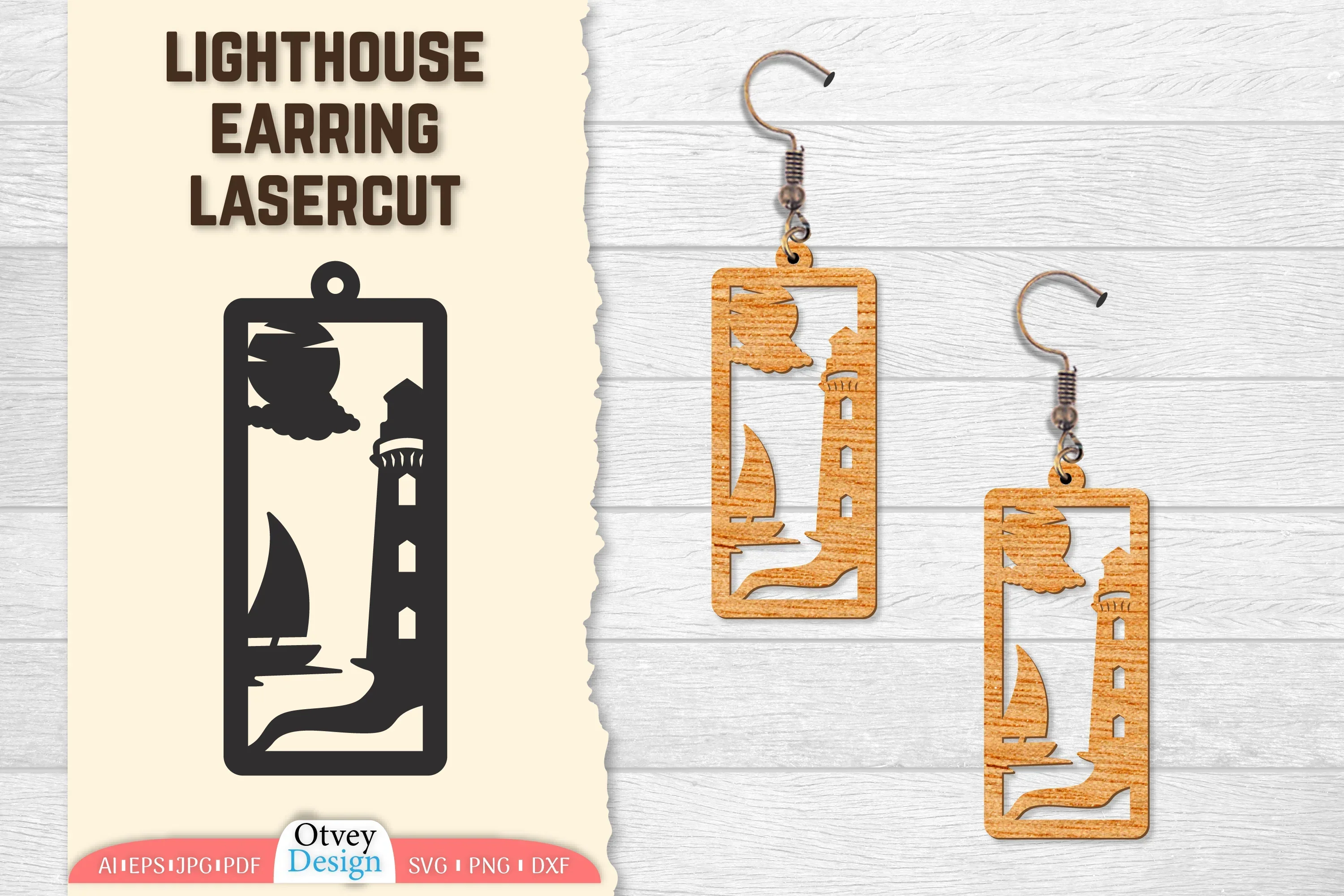 Lighthouse Earring Lasercut SVG Bundle