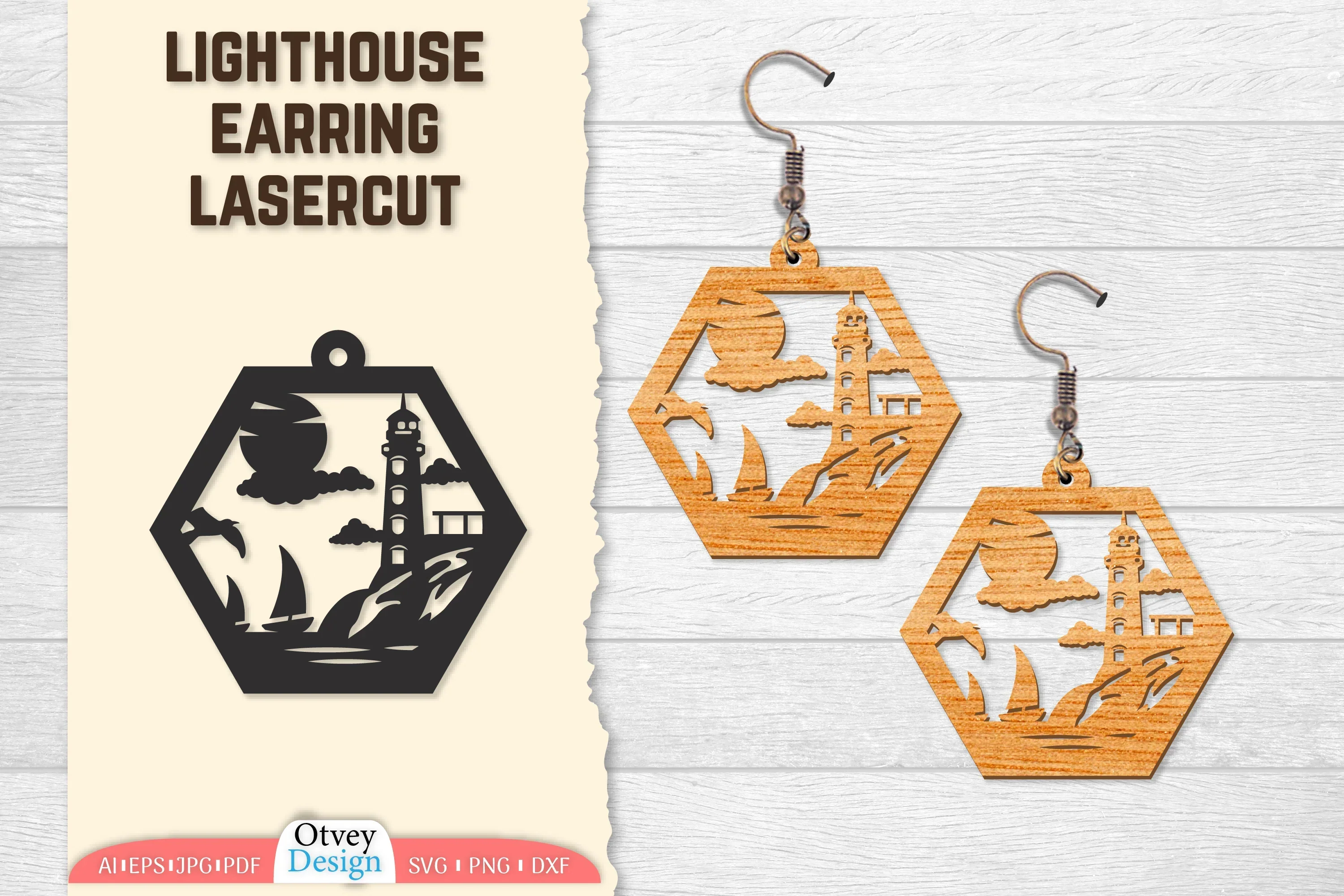 Lighthouse Earring Lasercut SVG Bundle