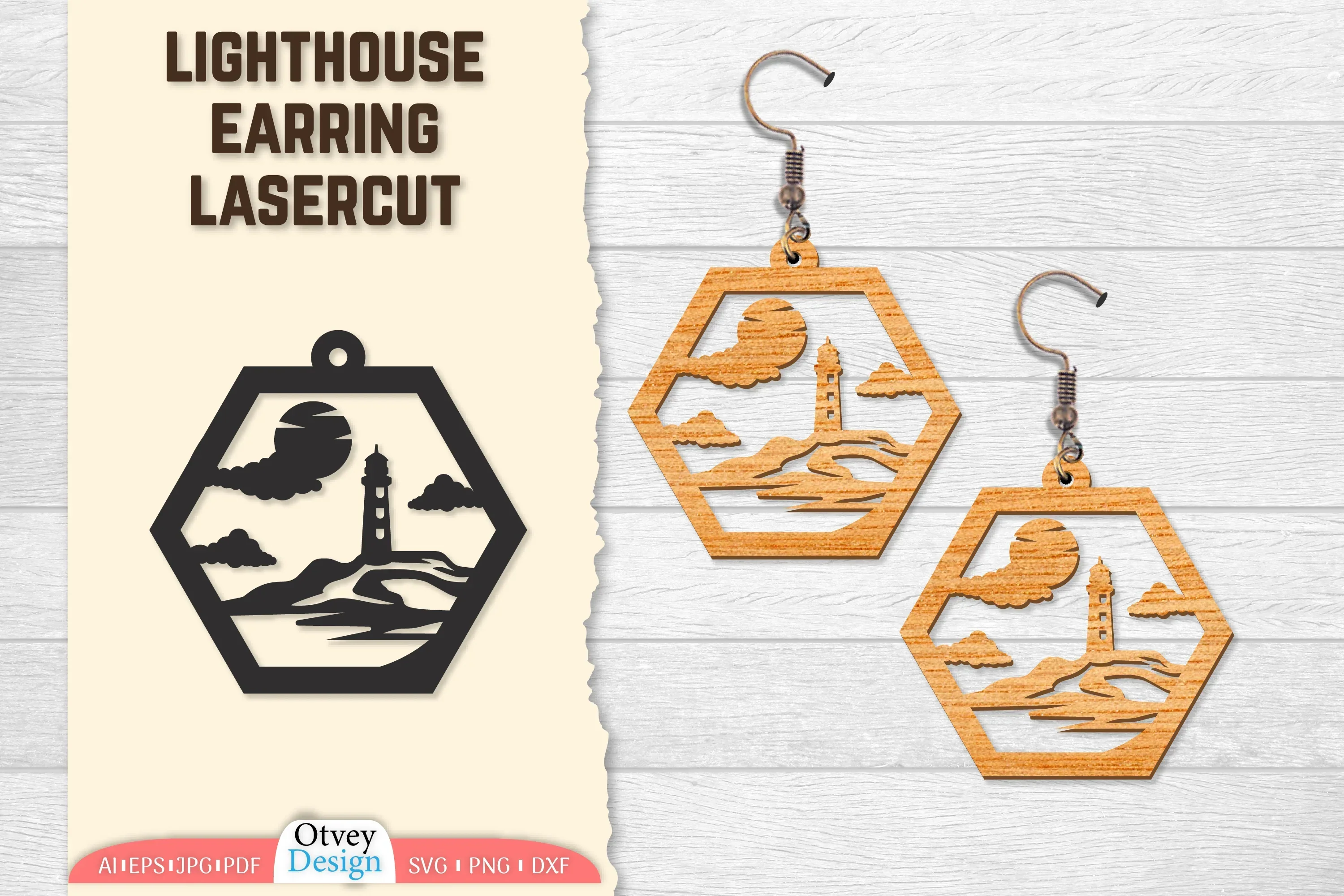 Lighthouse Earring Lasercut SVG Bundle