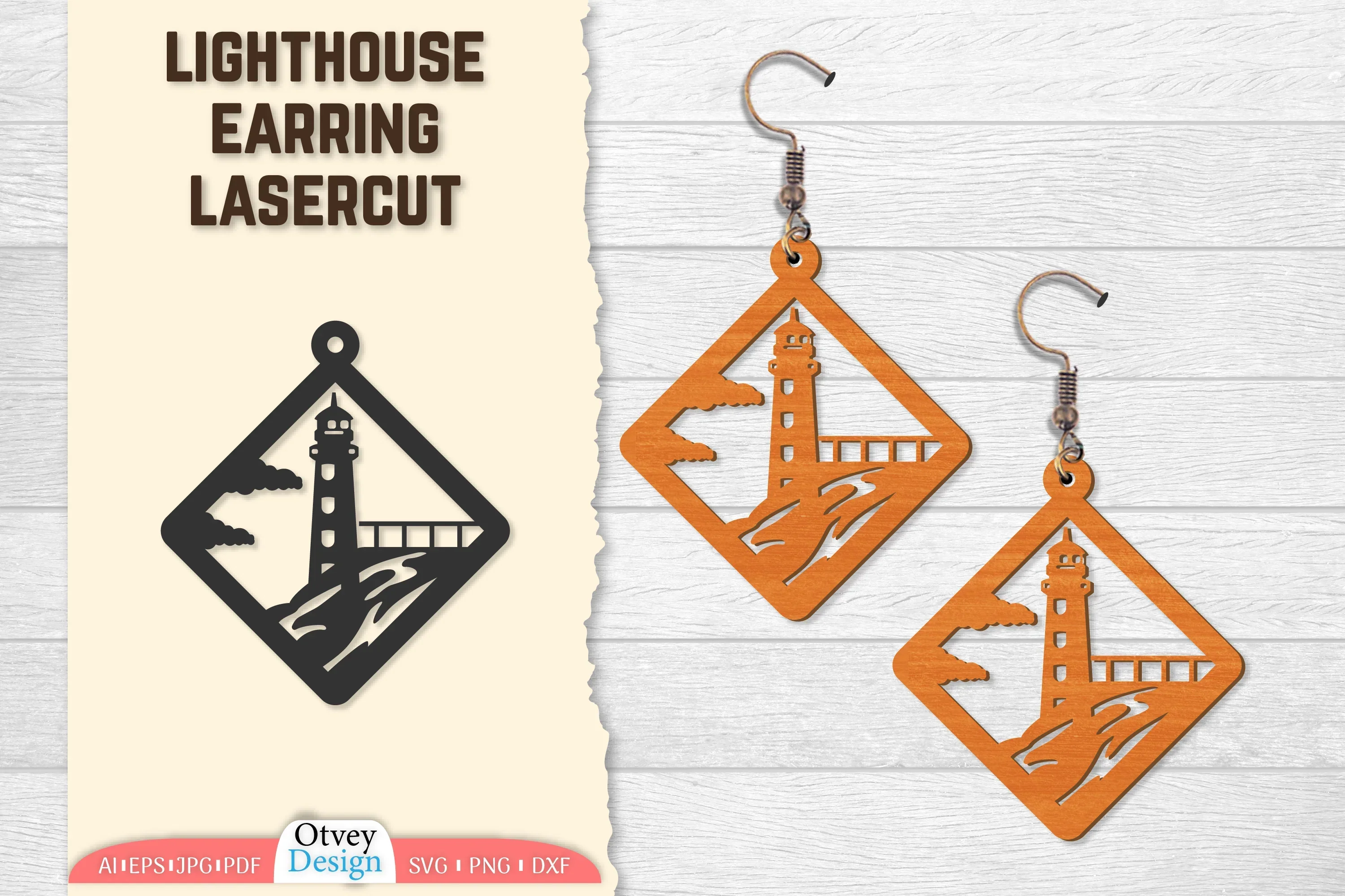 Lighthouse Earring Lasercut SVG Bundle