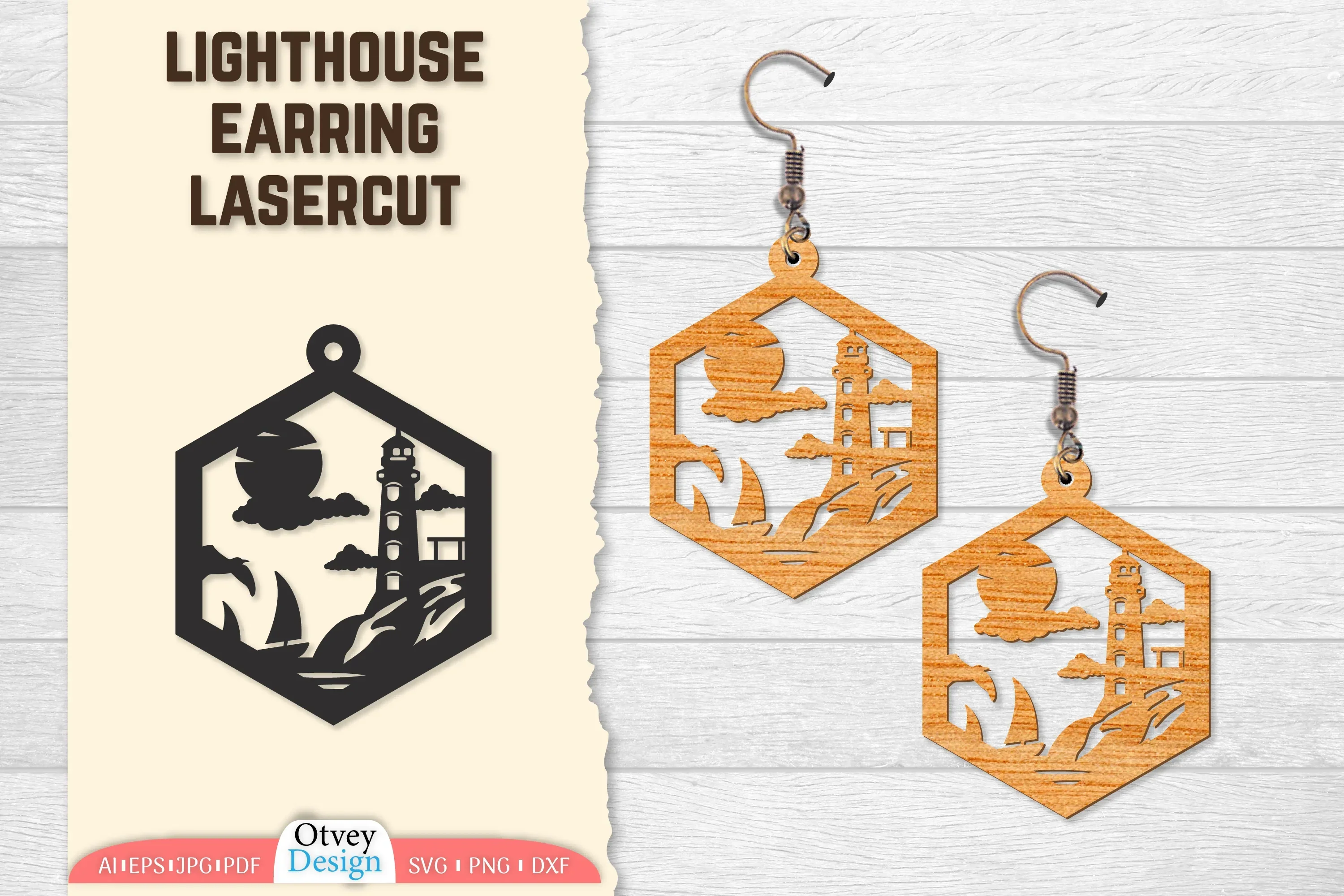 Lighthouse Earring Lasercut SVG Bundle