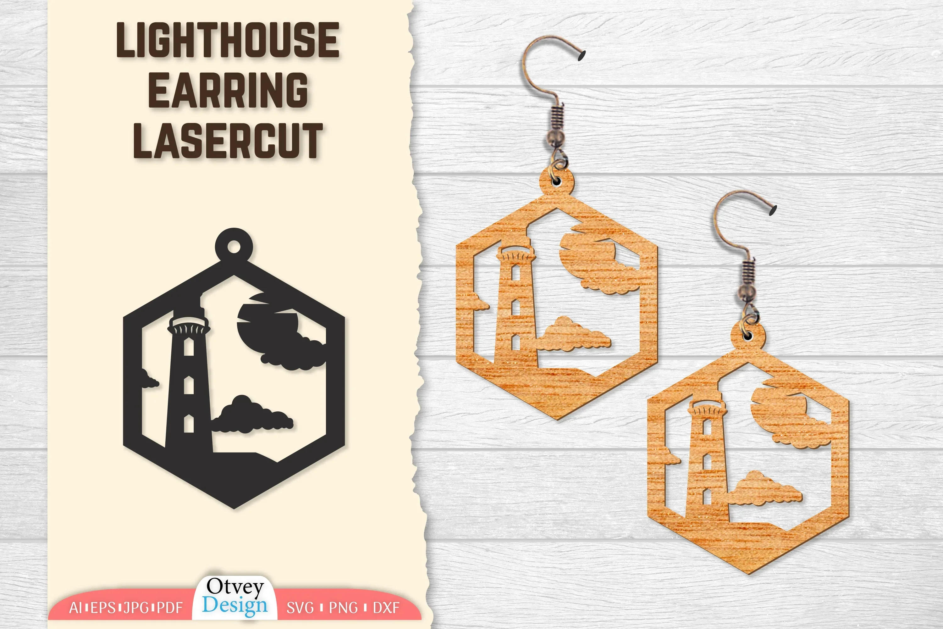 Lighthouse Earring Lasercut SVG Bundle
