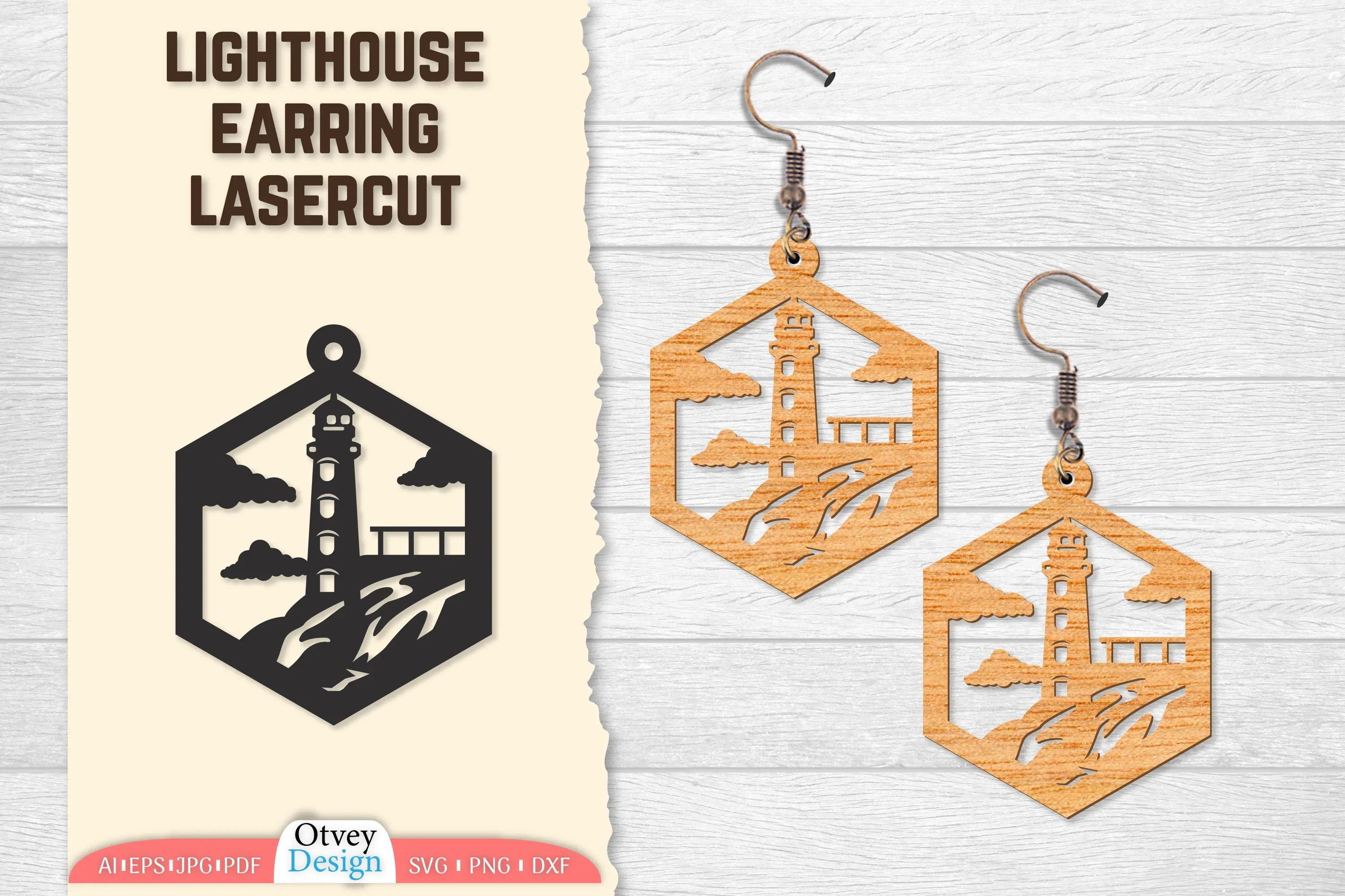 Lighthouse Earring Lasercut SVG Bundle