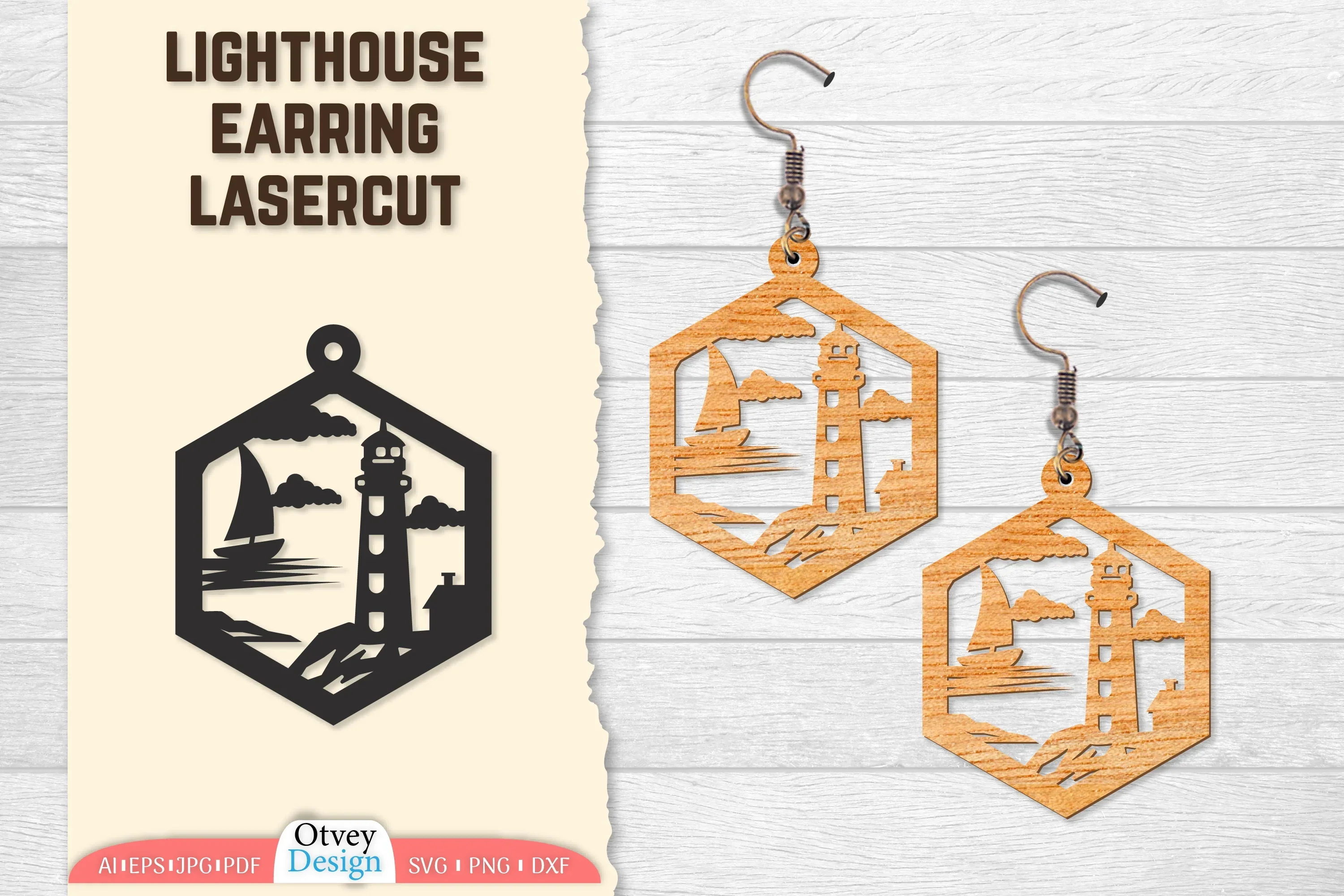 Lighthouse Earring Lasercut SVG Bundle
