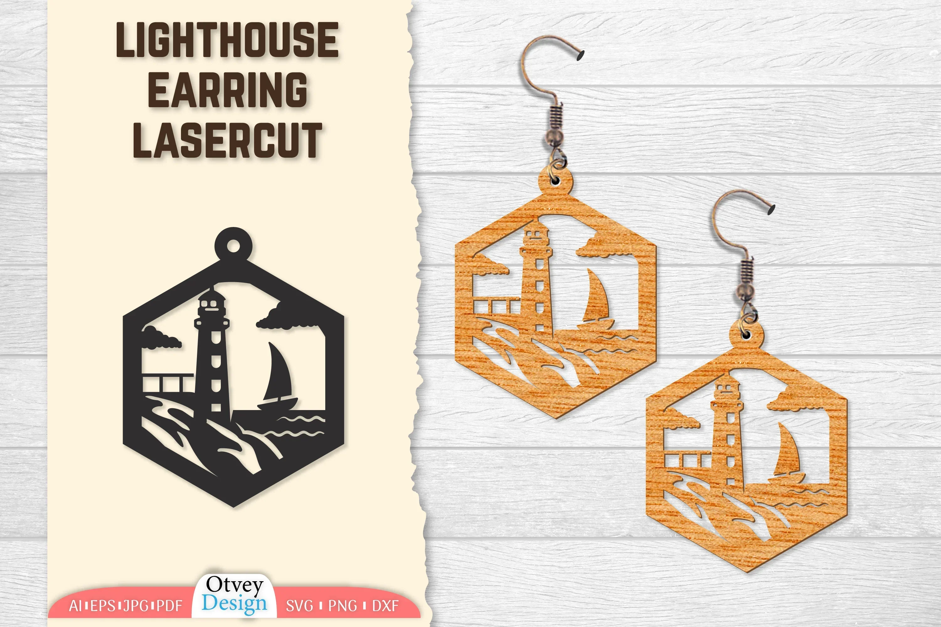 Lighthouse Earring Lasercut SVG Bundle