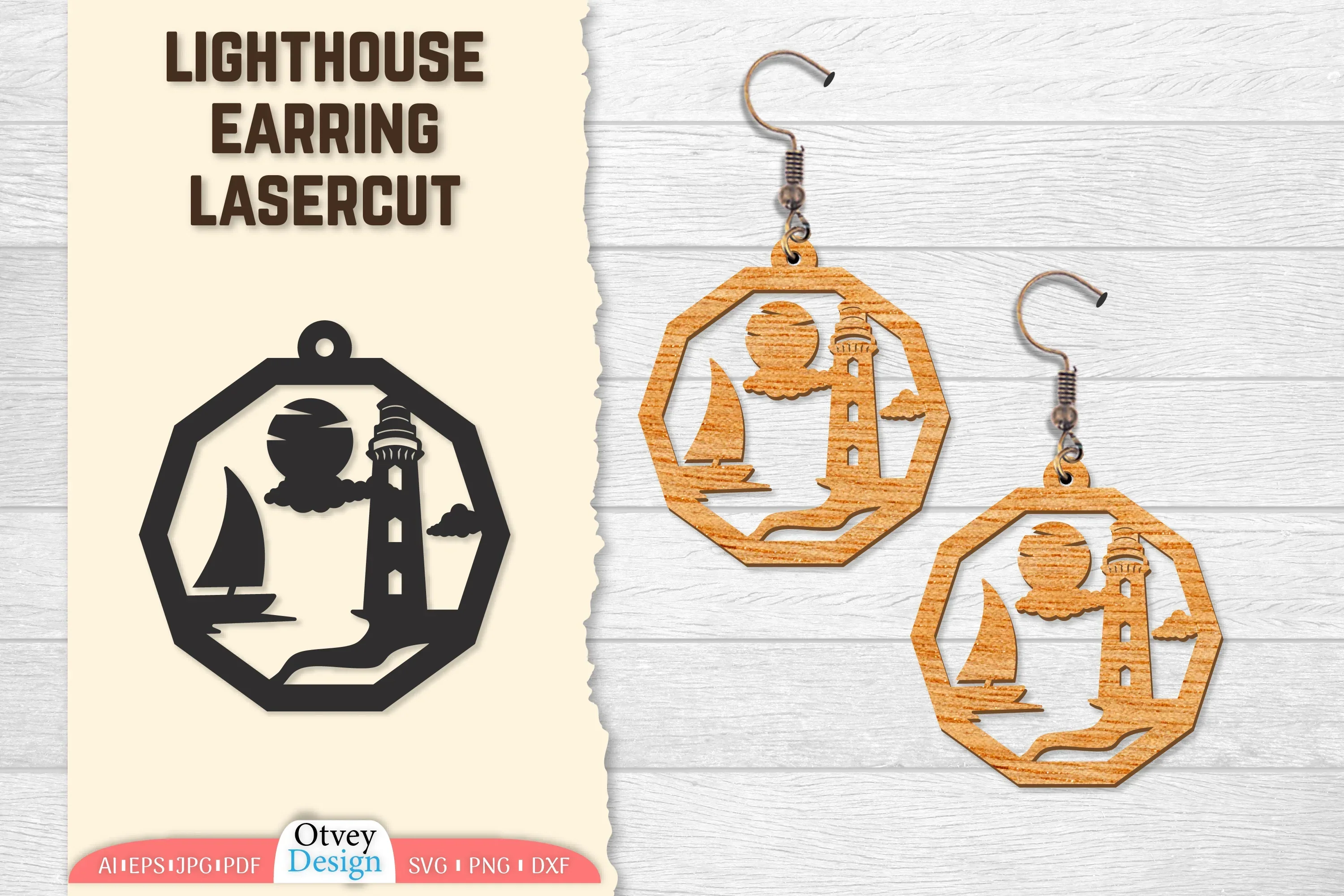 Lighthouse Earring Lasercut SVG Bundle