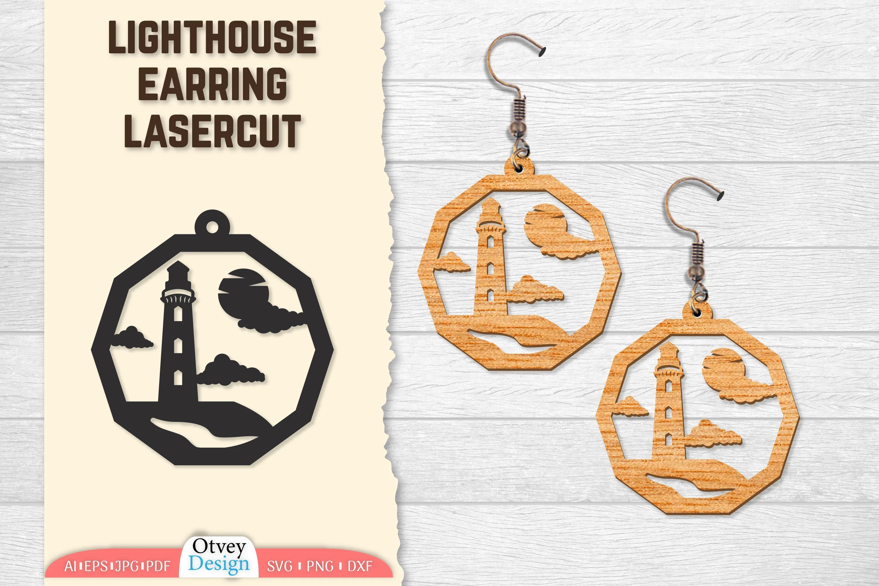 Lighthouse Earring Lasercut SVG Bundle