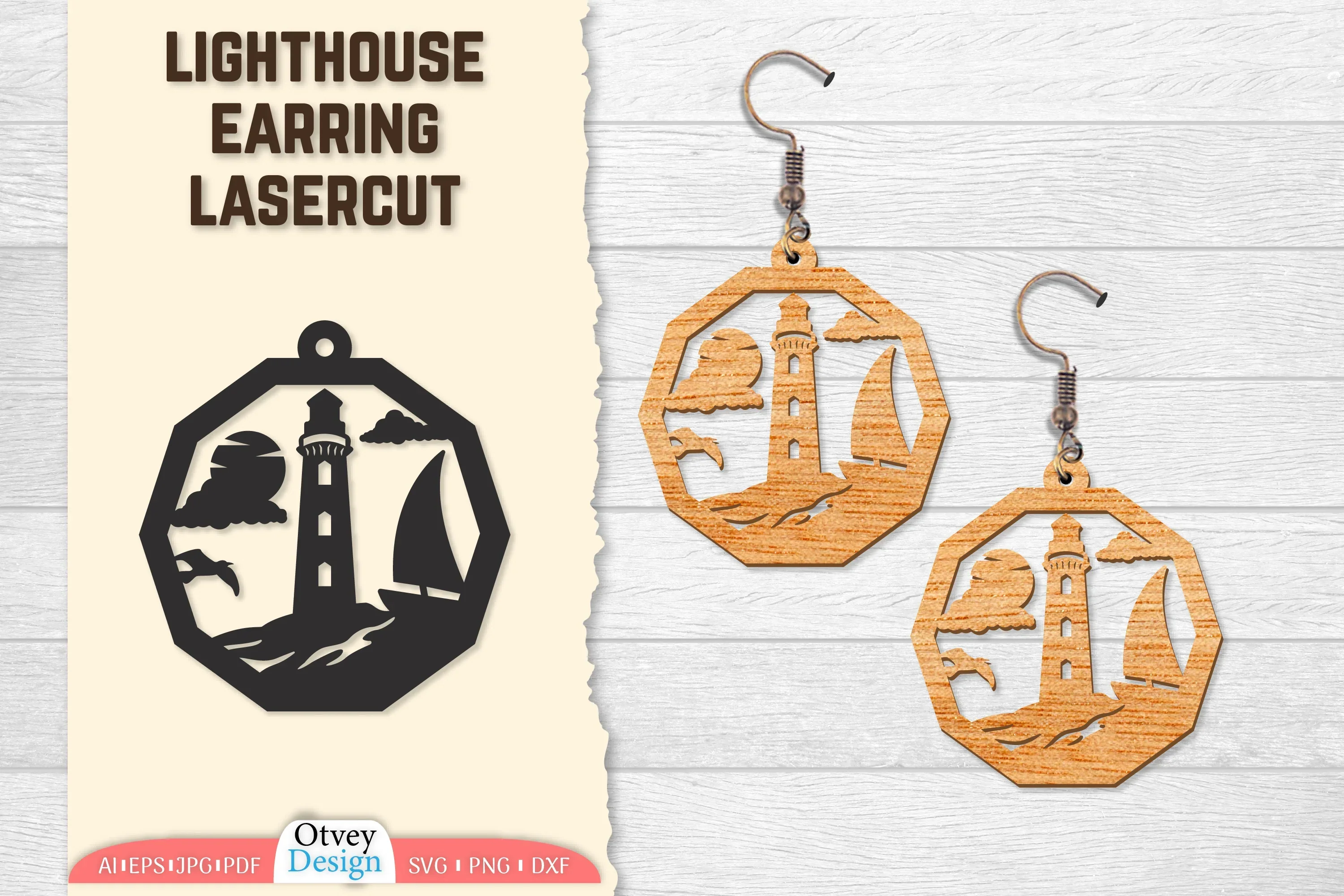Lighthouse Earring Lasercut SVG Bundle