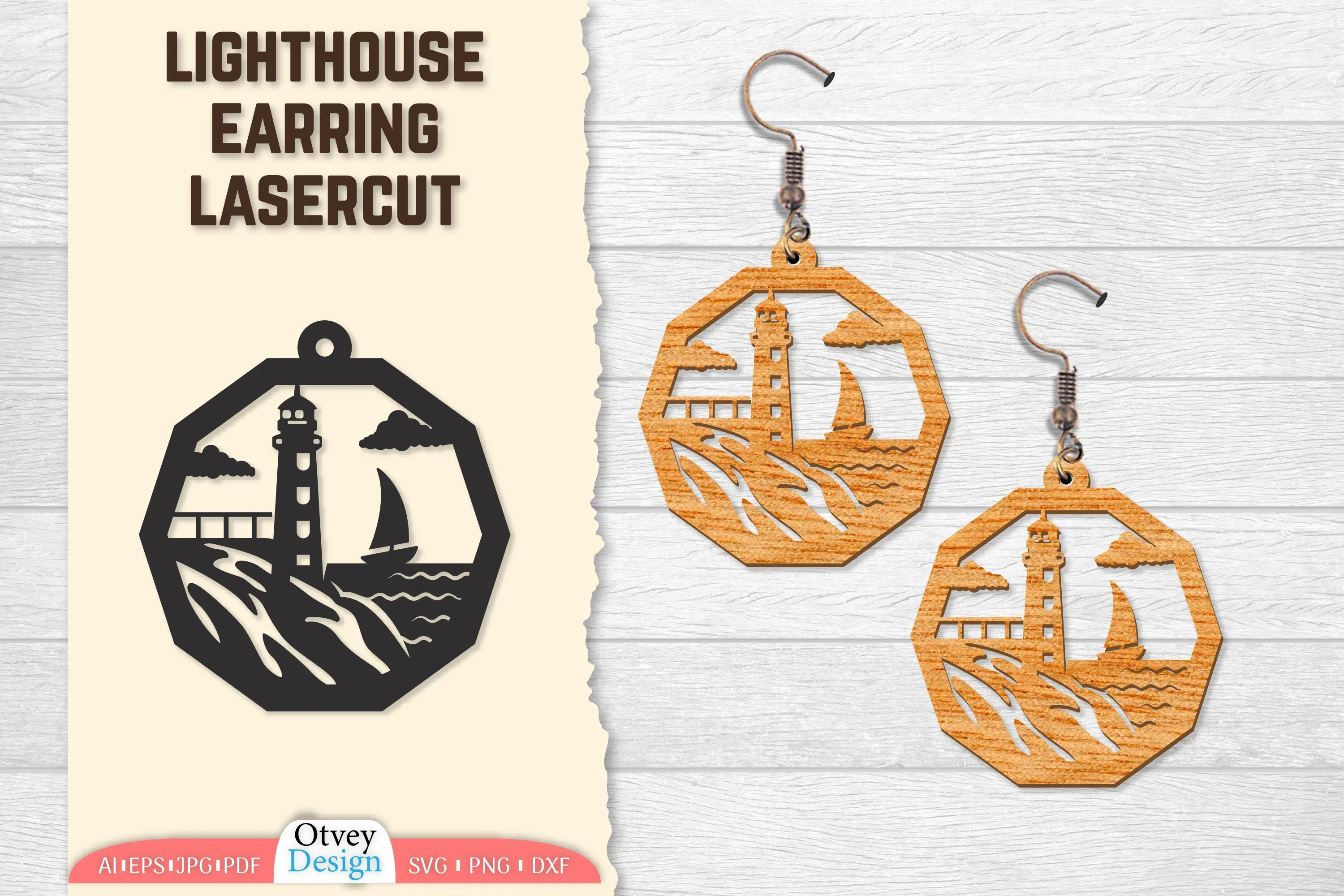 Lighthouse Earring Lasercut SVG Bundle
